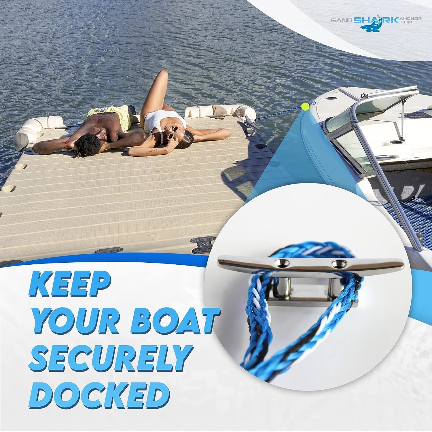 Premium Boat Bungee Dock Lines 2-Pack - Shock Absorbing Anchor Ropes for Docks & Cleats - Marine Accessories