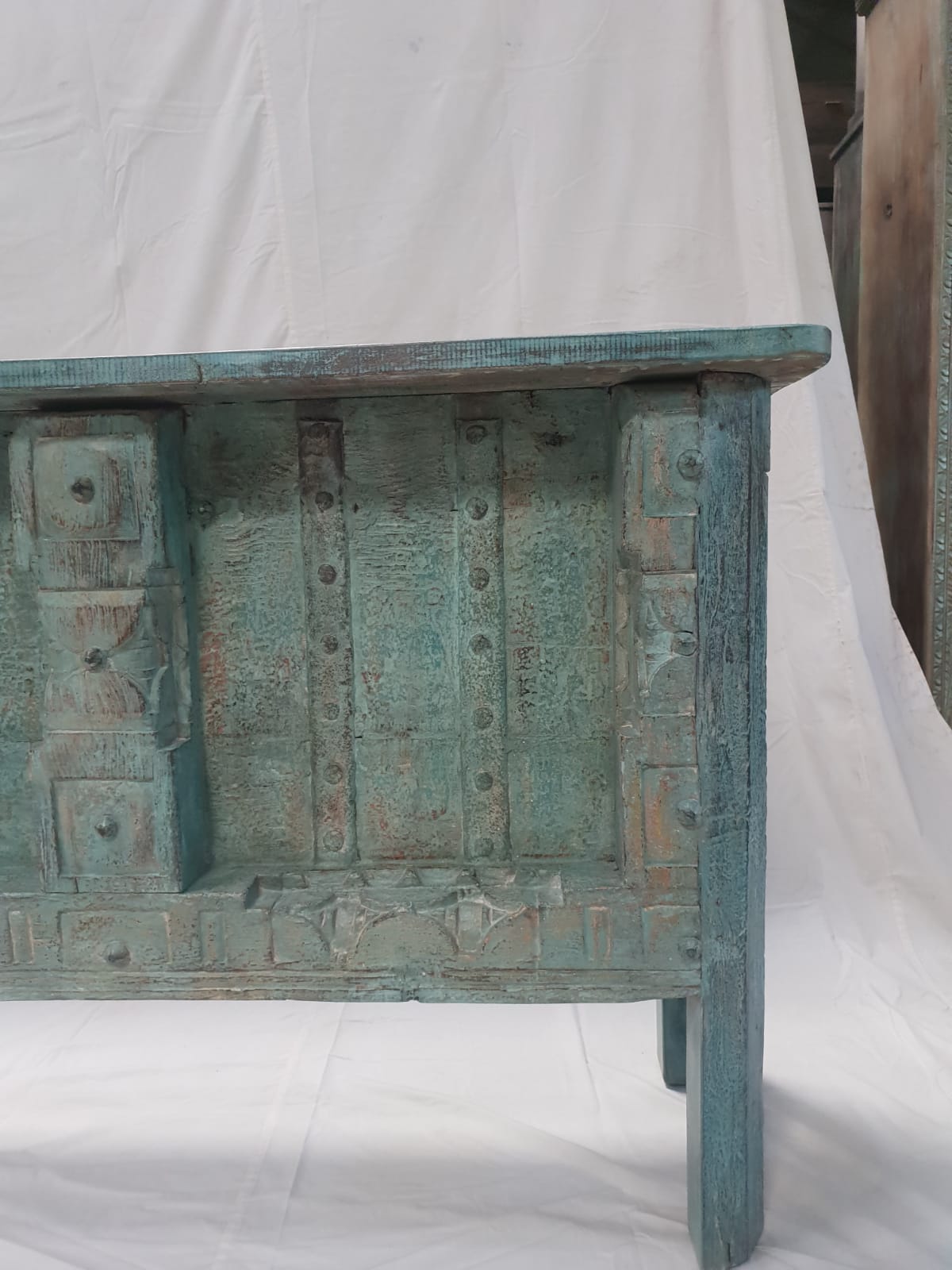 Handmade Carved Solid Hardwood Console Table - 72.4