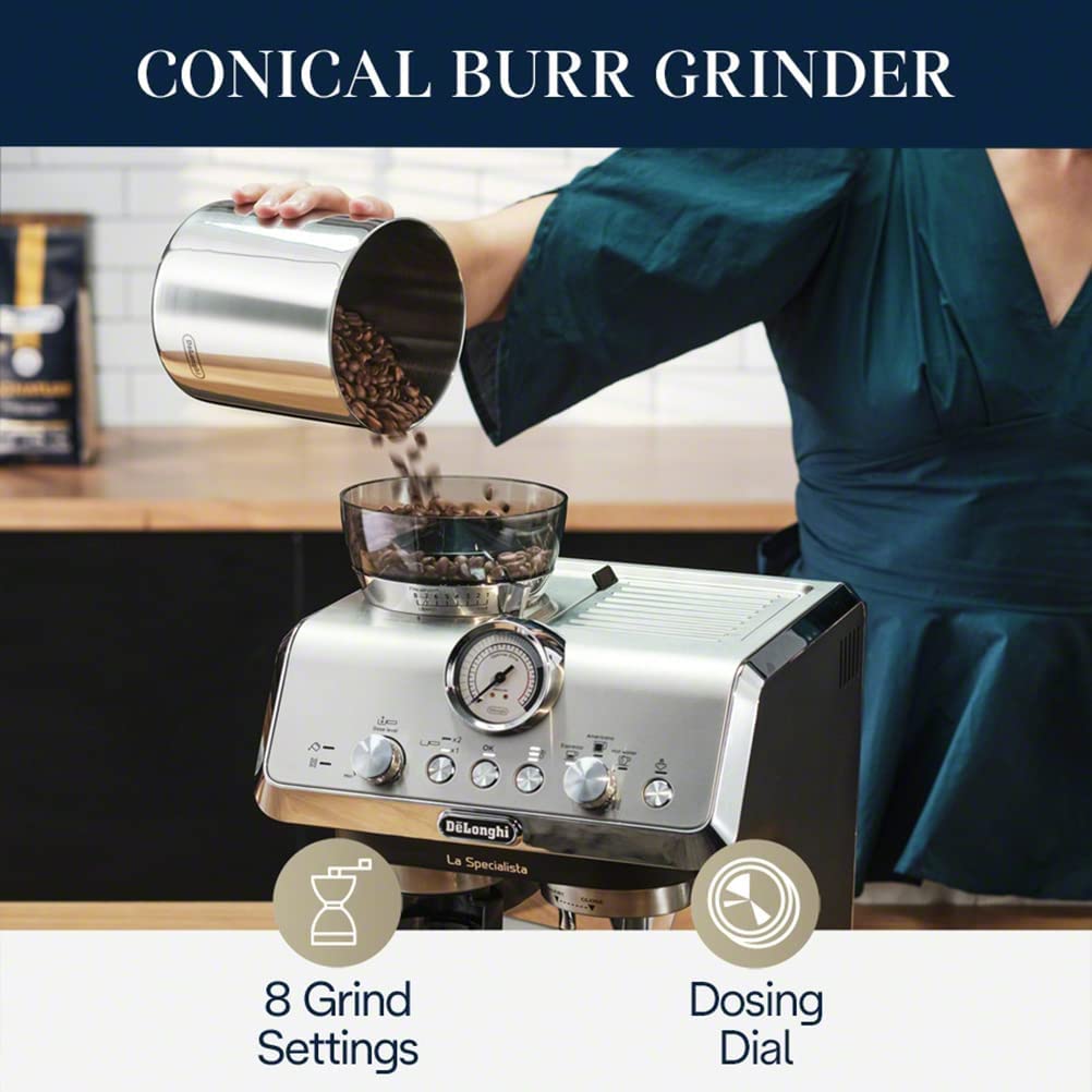 De'Longhi La Specialista Arte Espresso Machine - Premium Semi-Automatic Coffee Maker with Built-in Grinder & Milk Frother for Barista-Quality Coffee at Home | Perfect for Espresso, Cappuccino & Latte Lovers
