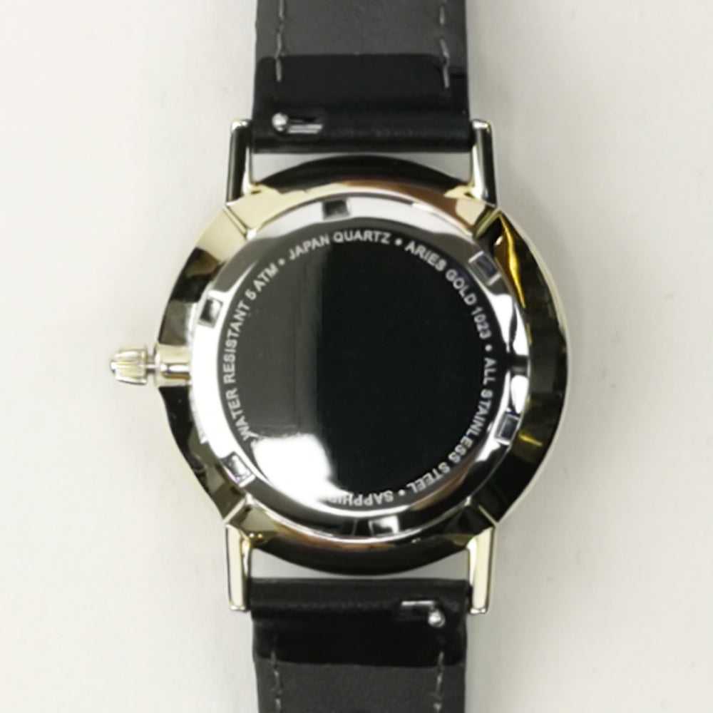 ARIES GOLD Urban Santos Stainless Steel Women's Watch with Black Leather Strap - Perfect for Office, Business Meetings & Everyday Elegance