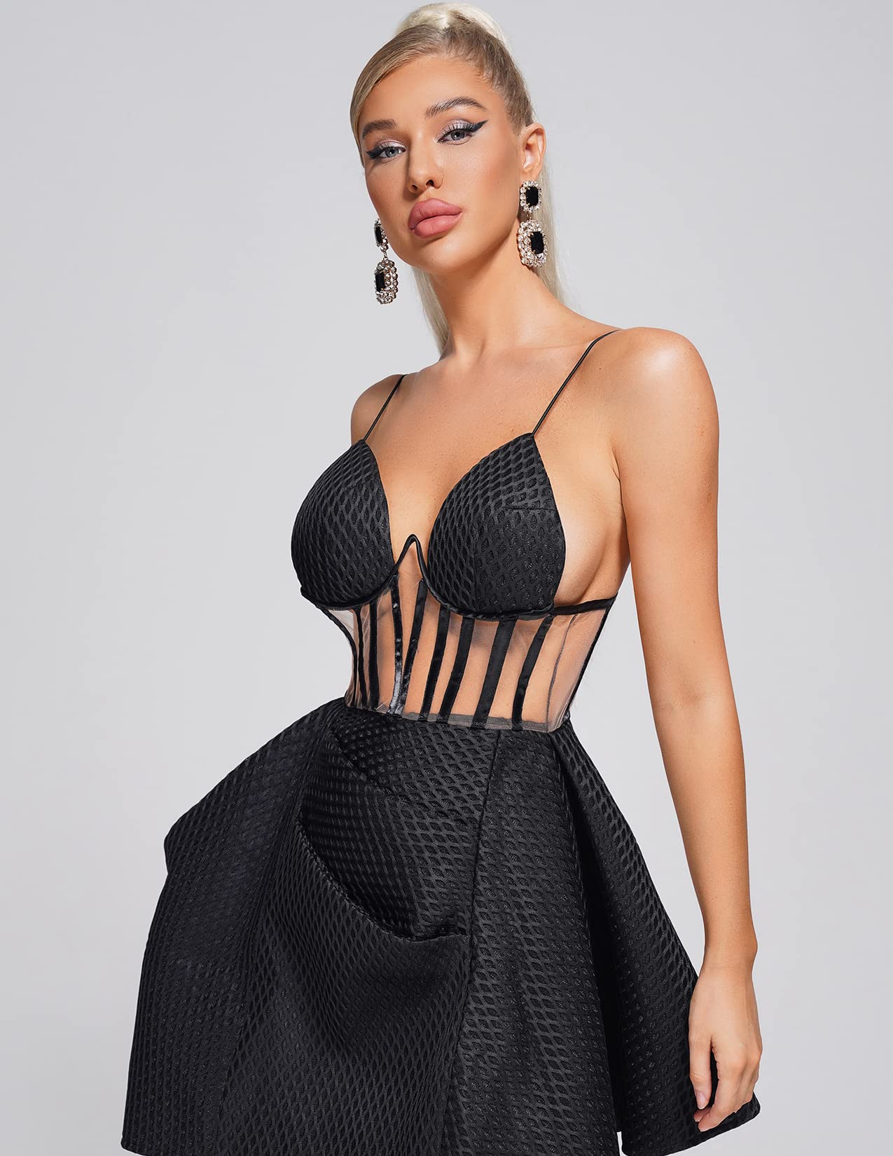 BELLA BARNETT Sexy Corset Mini Dress - Black Off Shoulder Cocktail Party Dress for Women | Elegant Bodycon Clubwear for Night Out, Date Night & Special Occasions