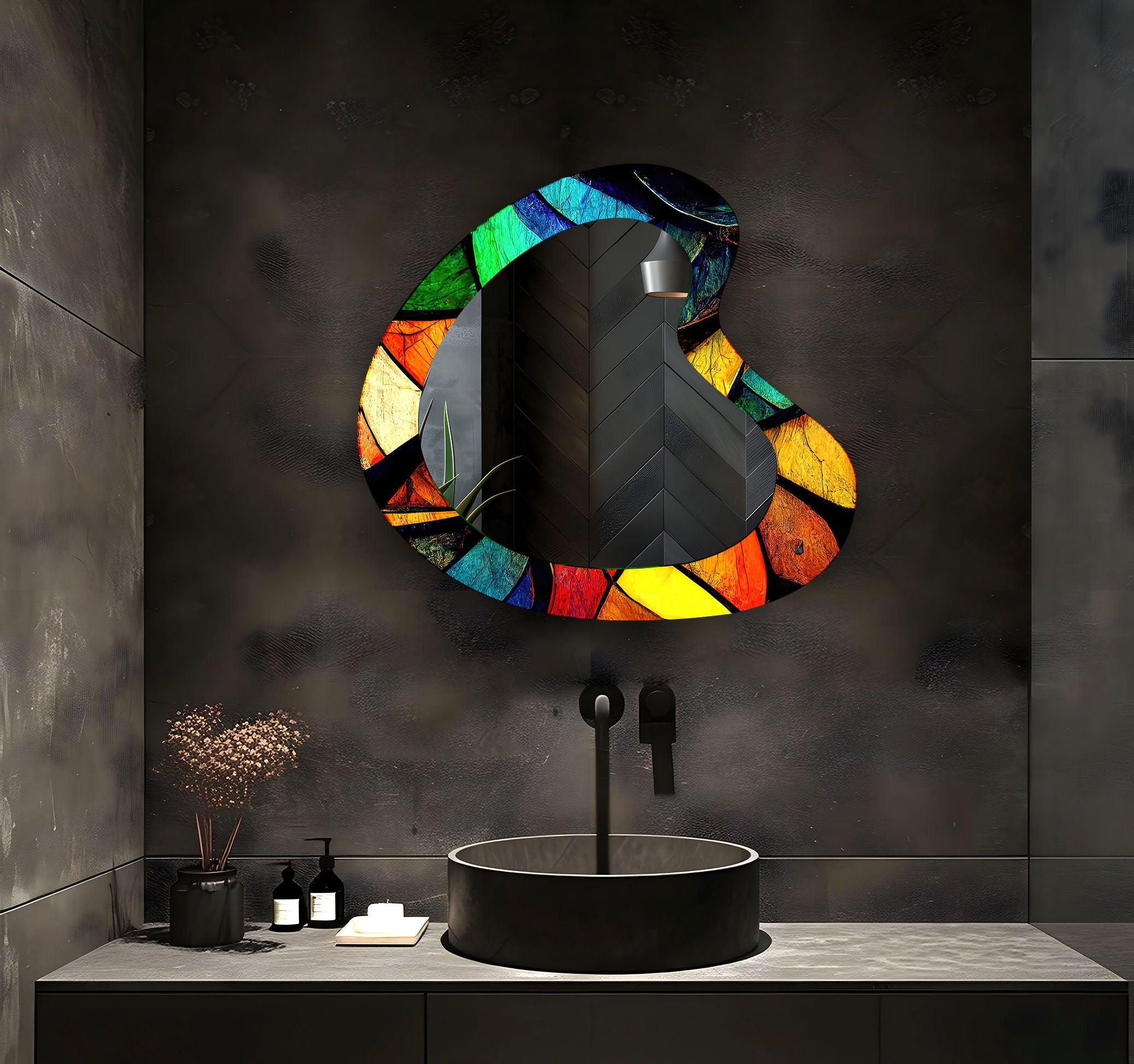 Stylish Modern Asymmetrical Wall Mirror - Unique Decorative Home Accent for Living Room, Bedroom & Entryway Decor