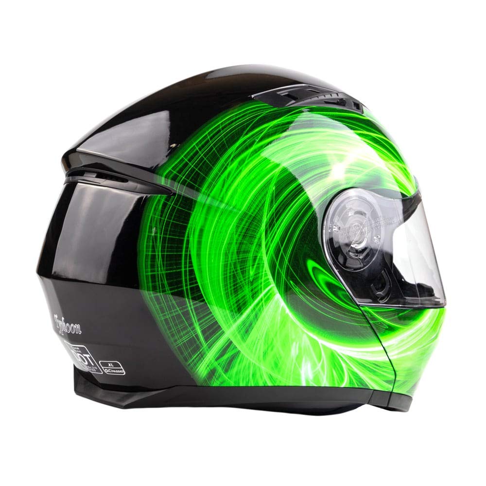 DOT Approved Modular Motorcycle Helmet for Adults - Full Face Flip Up Design with Retractable Sunglasses (Typhoon TH158) - Perfect for Commuting, Touring & Adventure Riding