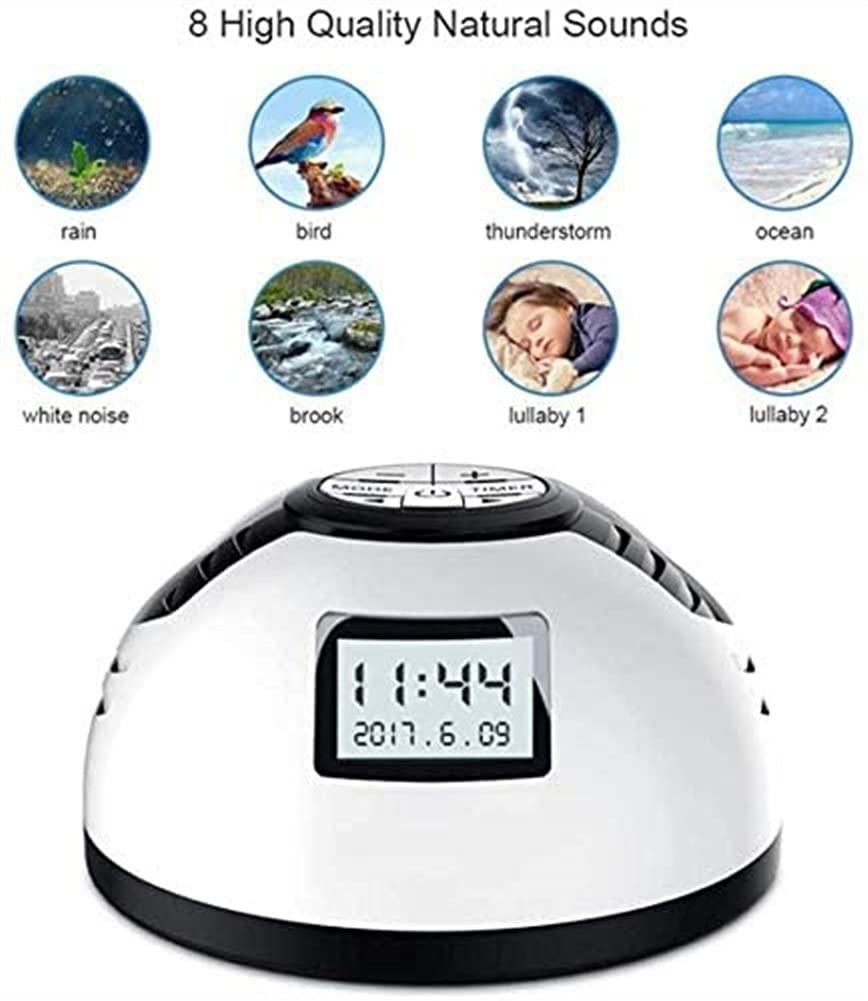 White Noise Sound Machine for Adults & Baby - 8 Soothing Natural Sounds with Volume Control, Portable Sleep Therapy Device for Travel, Home & Office Use - Perfect for Relaxation, Meditation & Better Sleep (White)