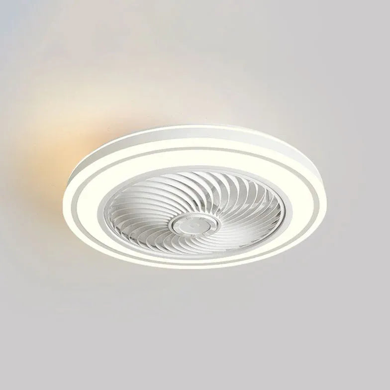 Modern Round Flush Mount Ceiling Fan with LED Light - Energy Efficient & Quiet - Perfect for Bedroom, Living Room, and Office Spaces