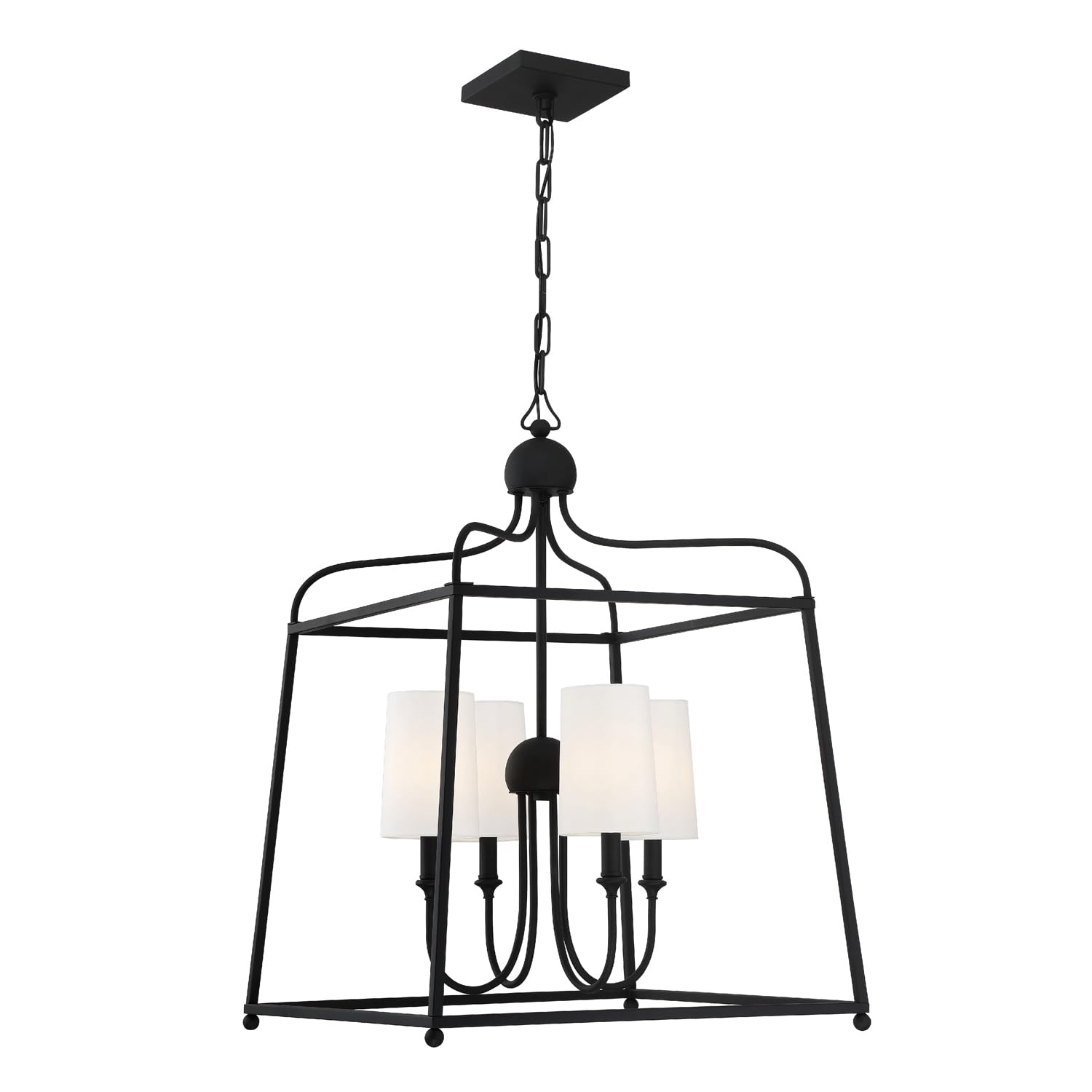 Crystorama Libby Langdon Sylvan 4-Light Black Forged Iron Chandelier - Elegant Dining Room Lighting for Modern Farmhouse & Industrial Decor