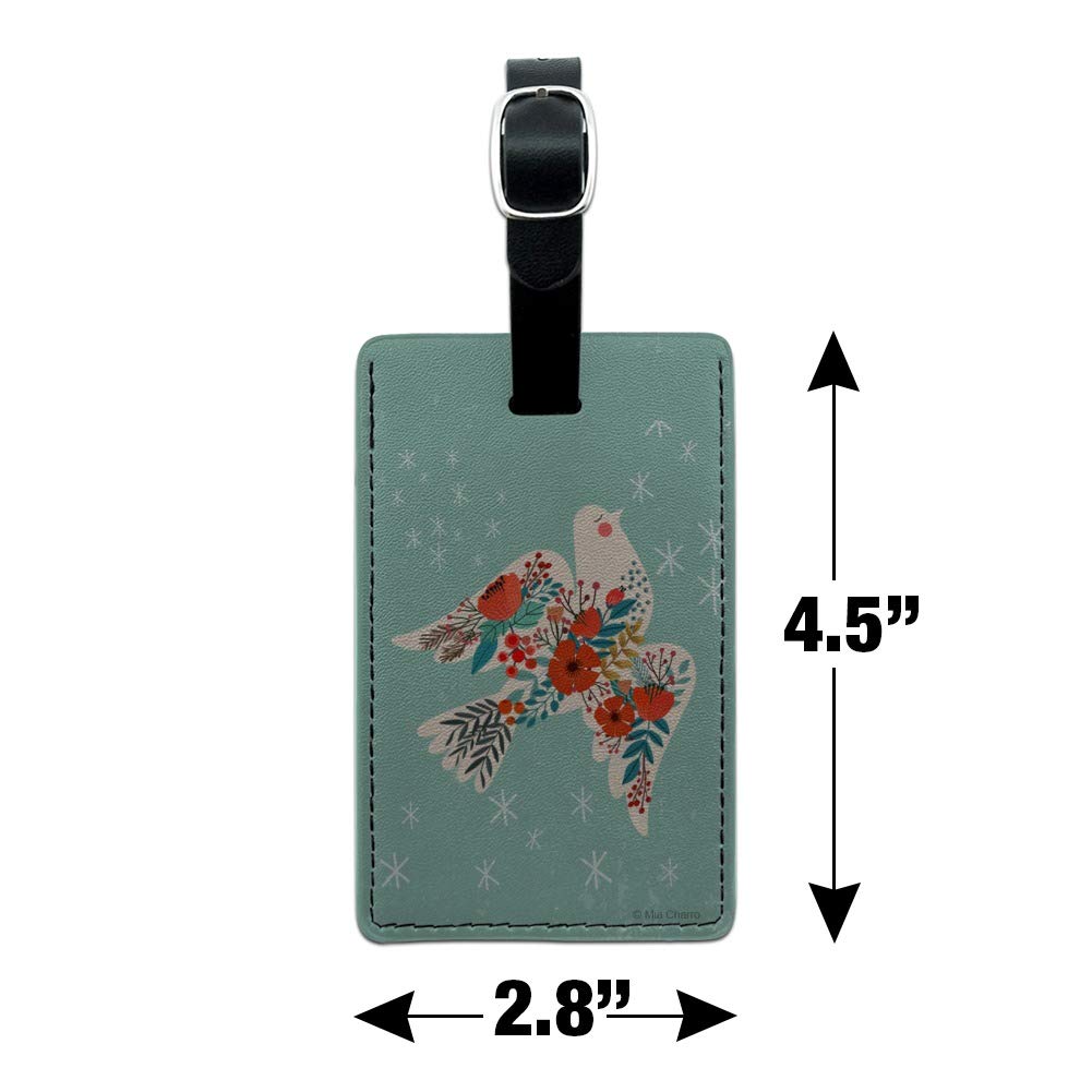 Christmas Peace Dove Rectangle Leather Luggage Tag - Durable Carry-On ID Tag for Suitcases & Travel Bags | Perfect for Holiday Travel, Business Trips & Vacation Identification