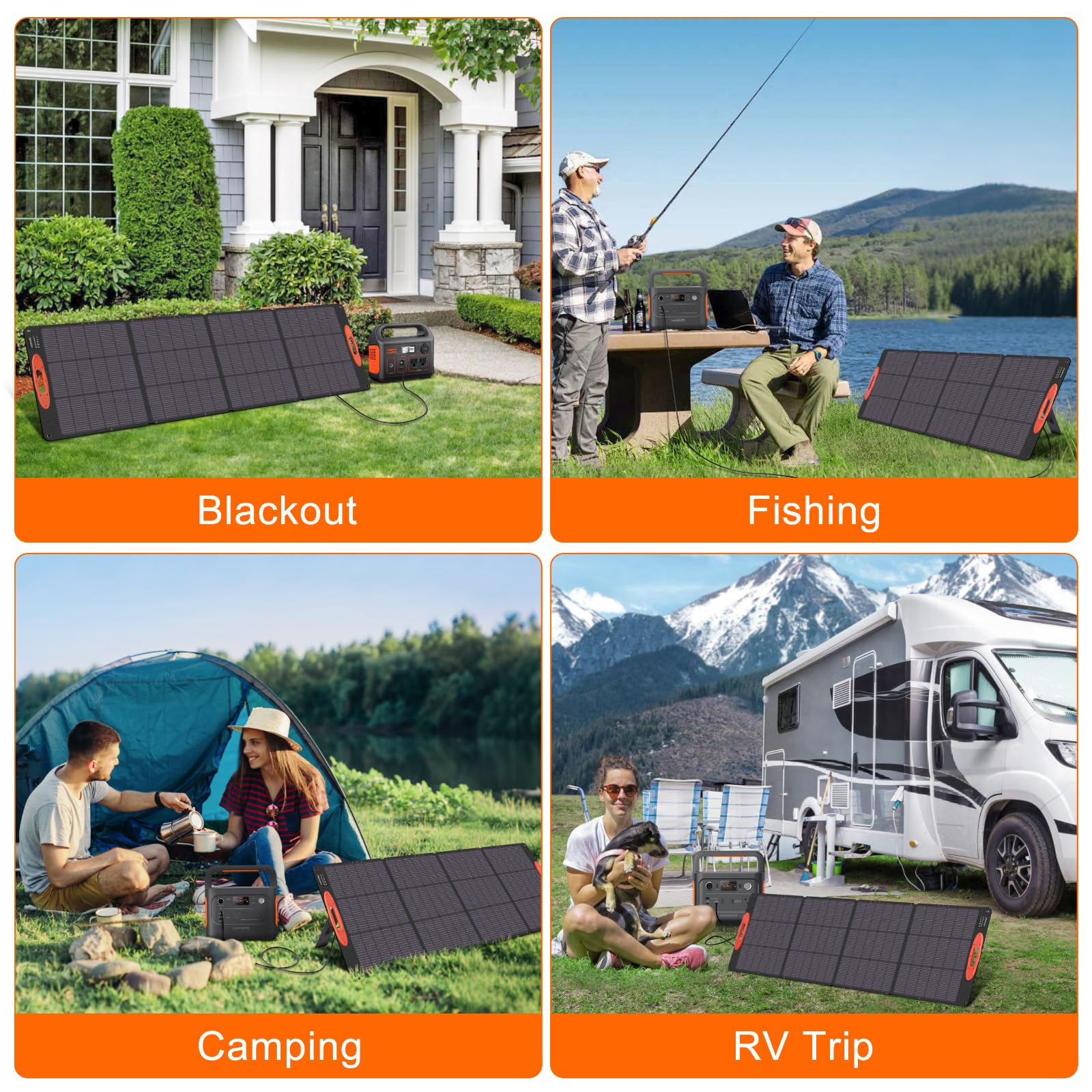 200W Portable Solar Panel for Power Station - 20V Foldable Solar Charger with 25% High Efficiency & IP68 Waterproof - Perfect for Outdoor Camping, RV Trips, Emergency Power & Off-Grid Living