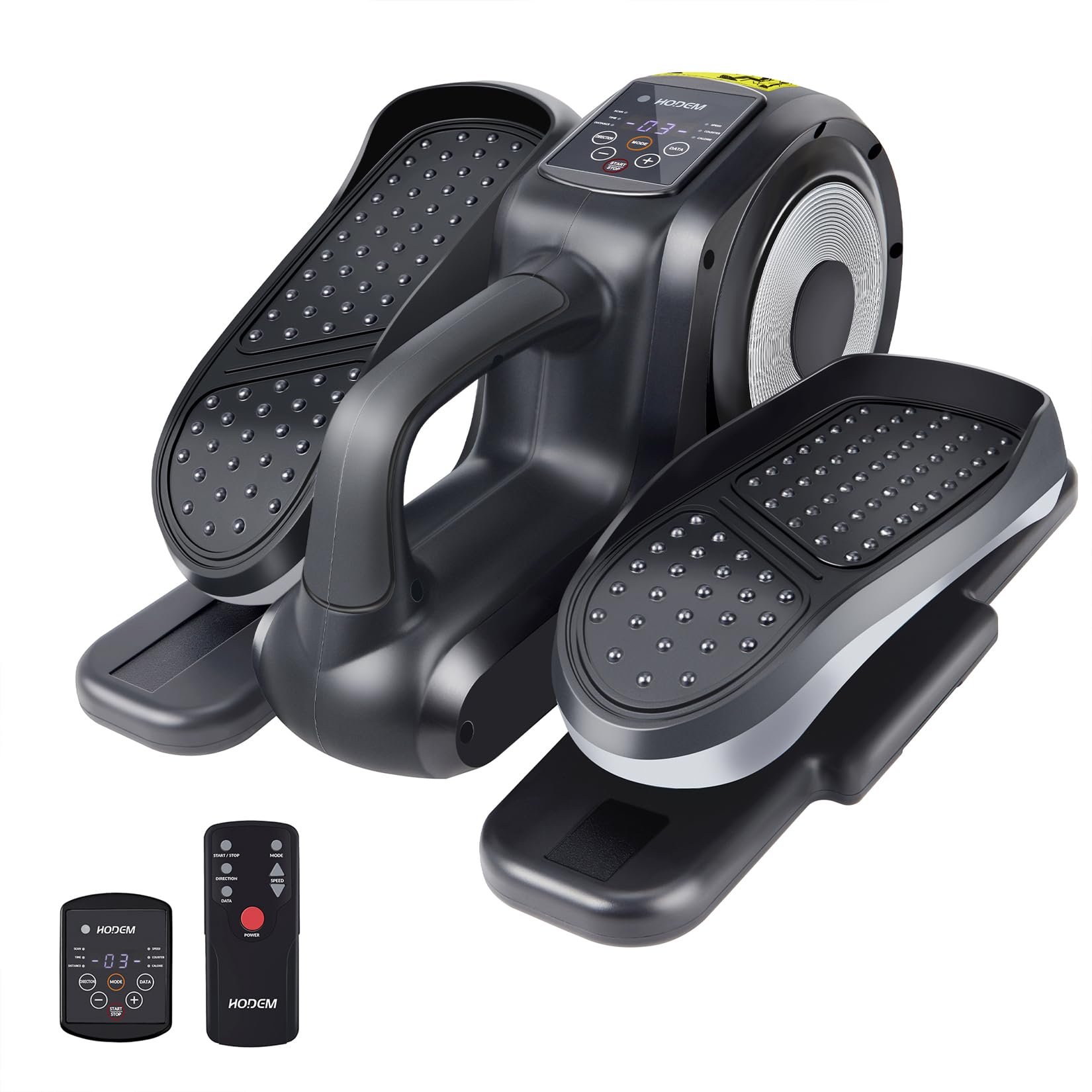 Under Desk Elliptical Machine - Quiet Leg Exerciser for Home & Office, Seated Elliptical Trainer with Massage Pedals, LCD Display & Remote Control - Ideal for Seniors & Adults (Home Office, Workstation, Physical Therapy)