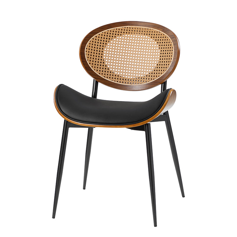 Flora Curved Wood Backrest Faux Leather Upholstered Dining Chair Cushion - Ergonomic Support for Kitchen, Restaurant & Office - Comfortable Seat Pad with Wooden Frame (Multiple Styles Available)