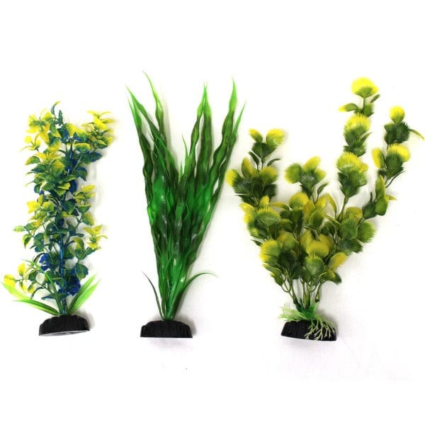 Premium Plastic Aquarium Plants for Fish Tank Decor - 3 Pack (12 Plants) - Perfect for Freshwater & Saltwater Aquariums, Betta Fish Tanks, and Aquatic Decorations