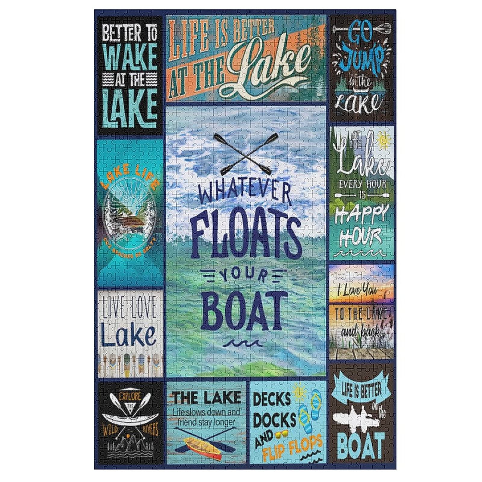 1000-Piece Wooden Jigsaw Puzzle - Life is Better at The Lake - Stress Relief Puzzle for Adults & Kids - Creative Gift Idea for Family Game Night & Lakeside Relaxation