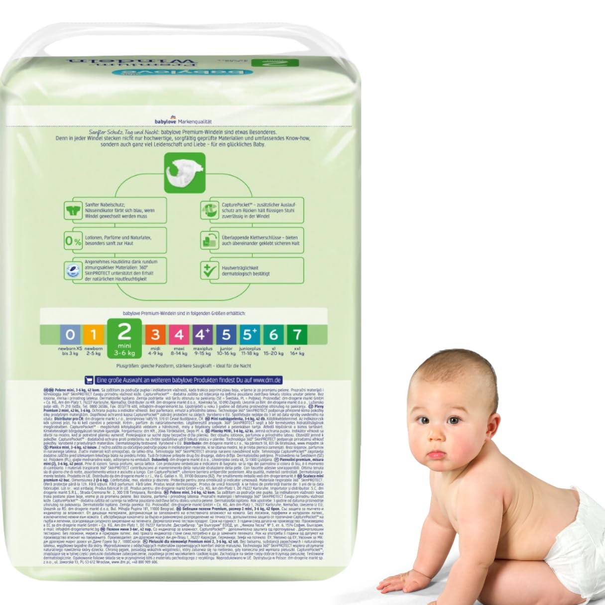 Babylove Premium Soft Diapers Size 2 (3-6 kg) - Pack of 42 Ultra Absorbent Baby Nappies for Newborns | Gentle Skin Protection for Day & Night Use