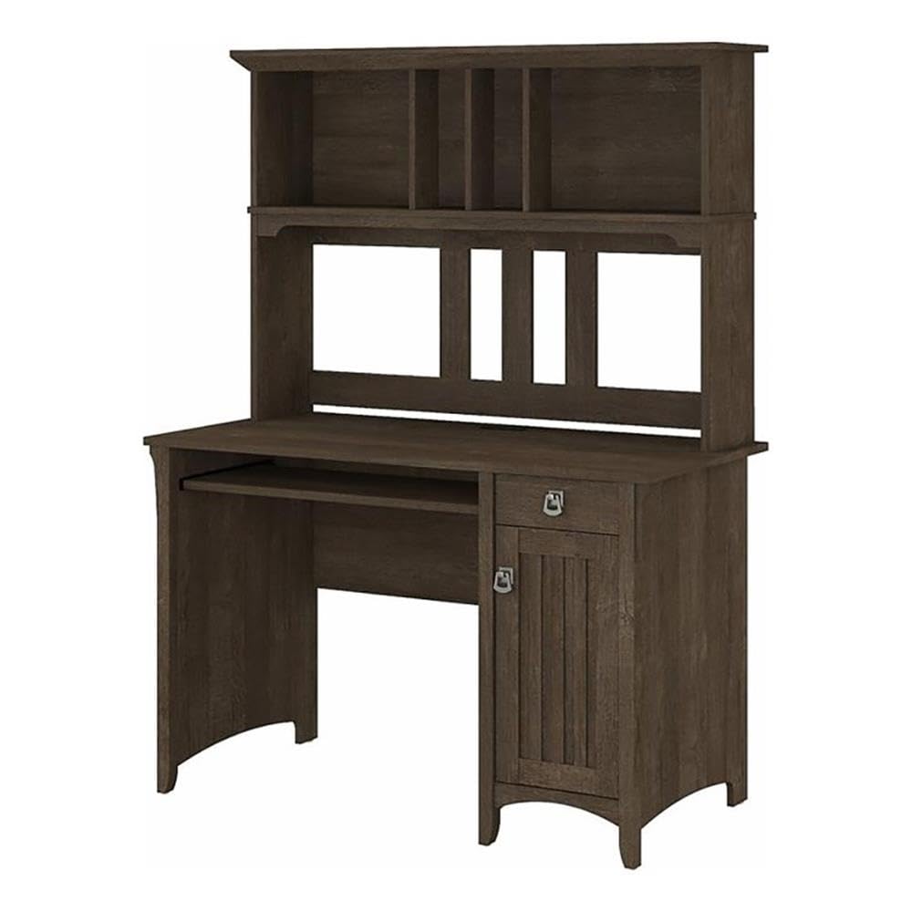 UrbanPro Modern Engineered Wood Small Computer Desk with Hutch in Brown - Compact Home Office Desk for Small Spaces, Study & Work from Home