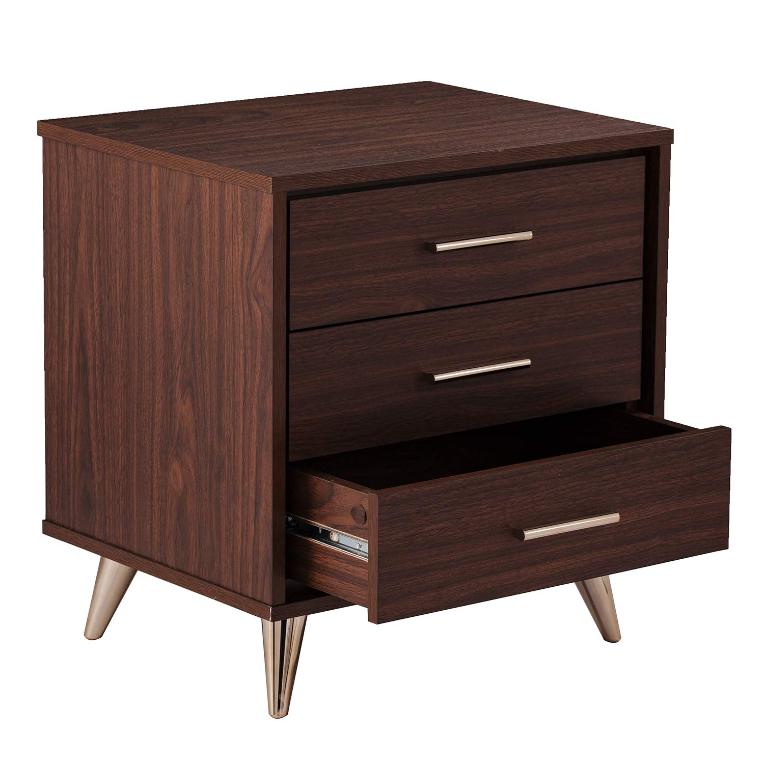 SEI Furniture Oren Bedside Table with Drawers - Brown Wood Nightstand for Bedroom, Living Room, or Office - Compact Storage End Table with Drawer Space