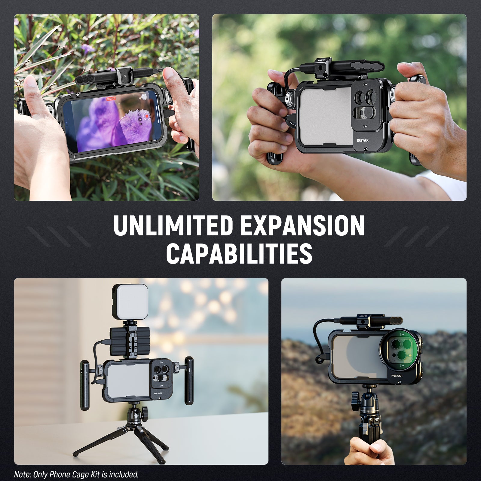 NEEWER PA023K+UA051 Smartphone Video Rig Kit for iPhone 15 Pro & Pro Max - Professional Stabilizer for Vlogging, Filmmaking & Live Streaming