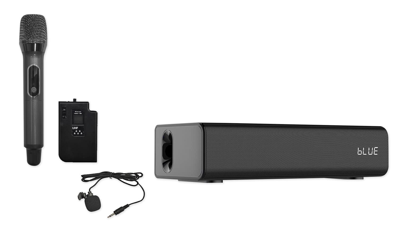 Technical Pro UHFBAR Rechargeable Sound Bar PA System with UHF Wireless Microphones & Bluetooth - Perfect for Karaoke, Home Theater, and Live Performances