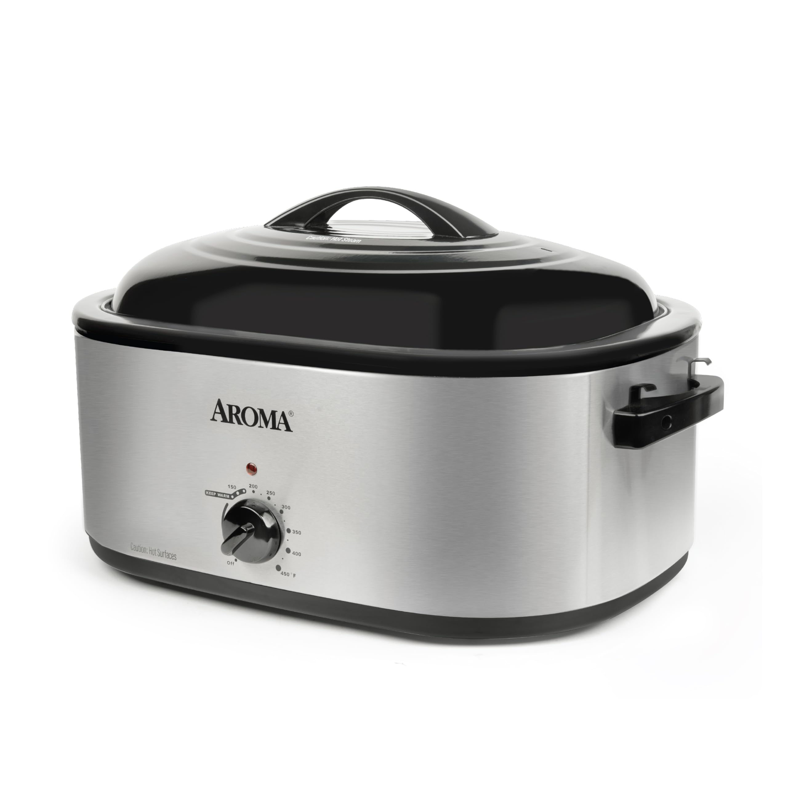 22Qt Stainless Steel Roaster Oven with Self-Basting Lid - Perfect for Holiday Turkey, Large Family Dinners & Potluck Parties
