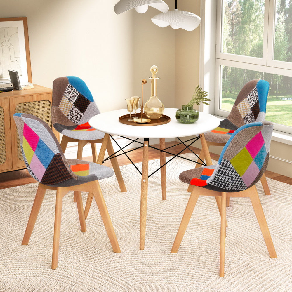 Artiss 5-Piece White DSW Dining Table and Chairs Set - Modern Kitchen & Breakfast Nook Furniture for Small Spaces