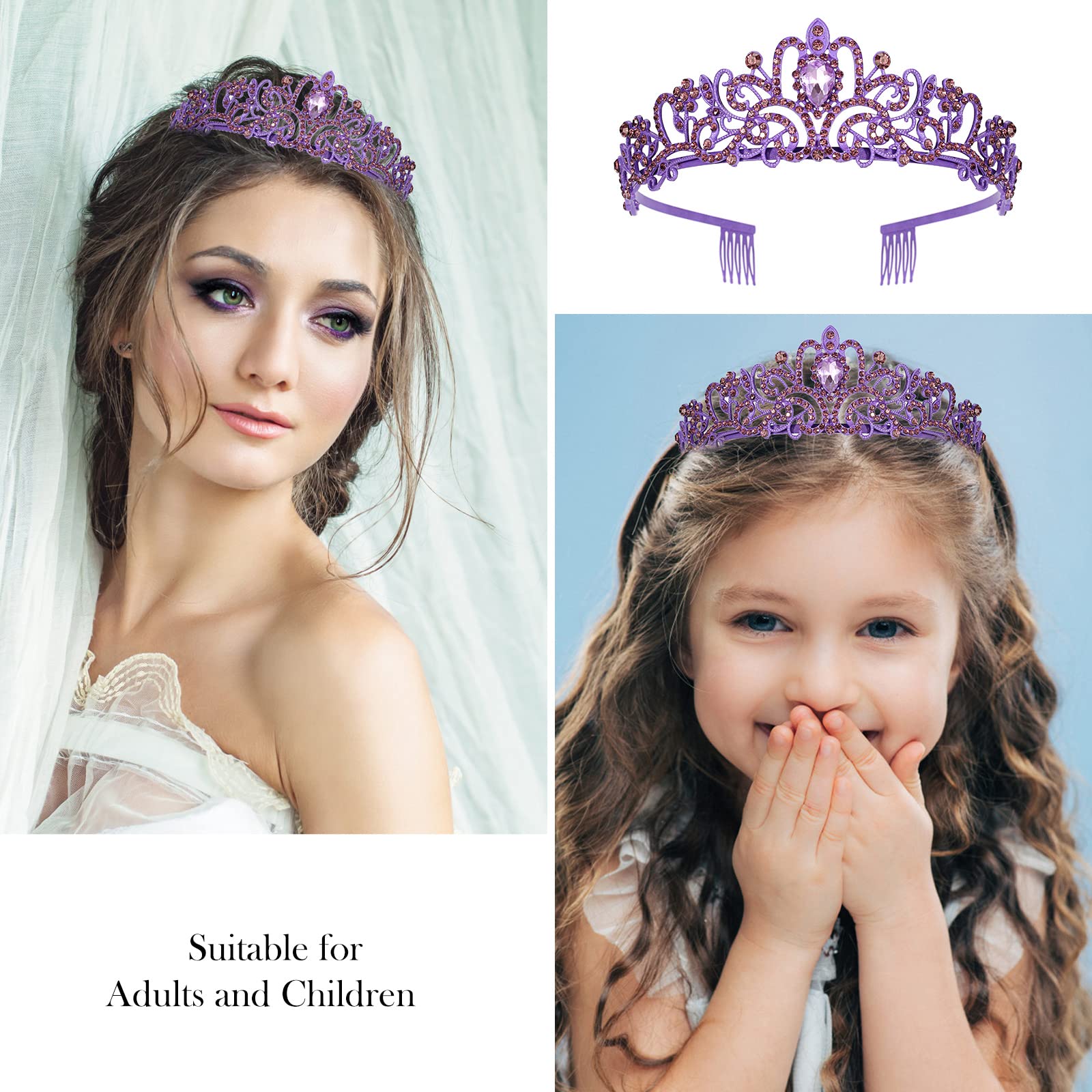 VELSCRUN Girls Birthday Tiara & Sash Set - Princess Crown Party Decorations for Birthday Celebrations, Gifts for Girls - Perfect for Birthday Parties, Princess Themes & Special Occasions