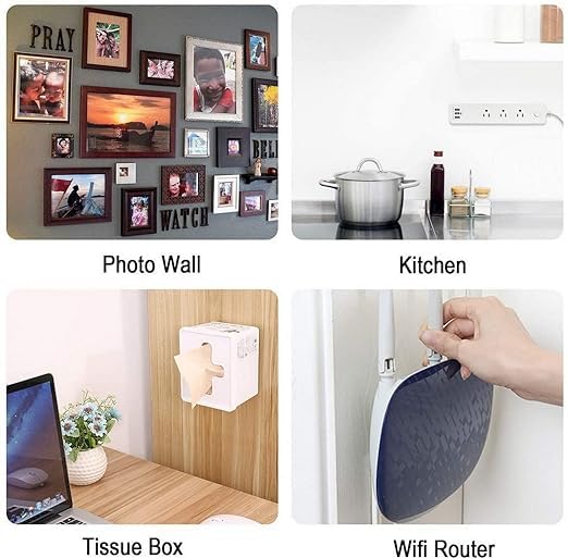 HomeAra Power Strip Holder - No Drill Wall Socket Sticker Mount, Holds Up to 10kg - Perfect for Desk, Wall, WiFi Router, Remote Control & Paper Towel Organization (2-Pack) - Ideal for Home Office, Bedroom & Kitchen Cable Management