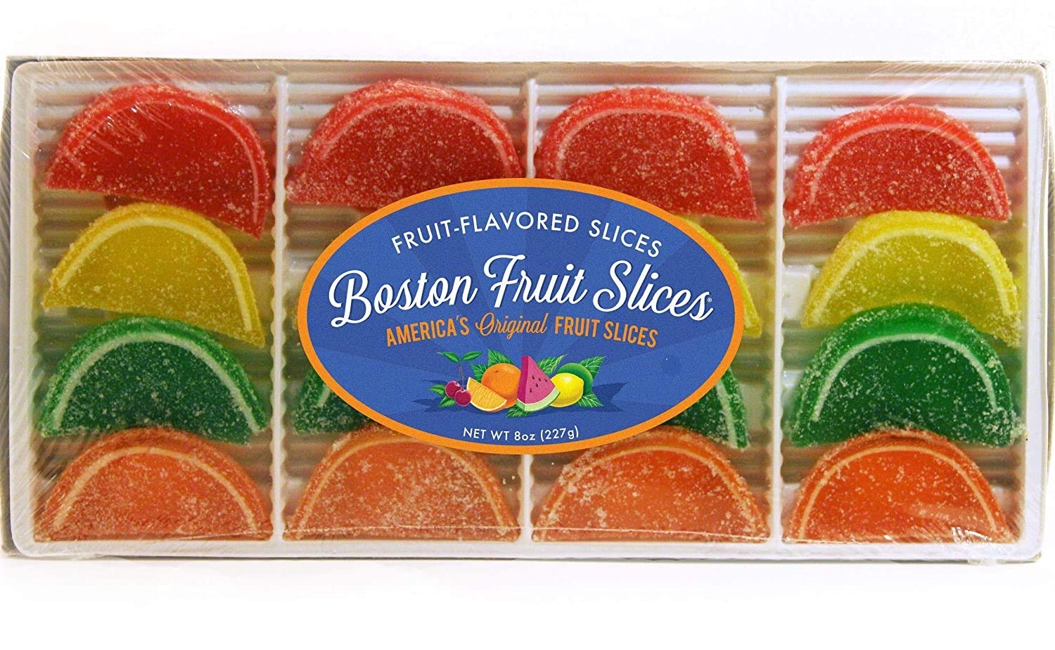 Boston Fruit Slices - 8oz Tray | America's Original Vegan & Gluten Free Candy | Allergen Free, Non-GMO | Perfect for Baking, Party Favors & Healthy Snacking