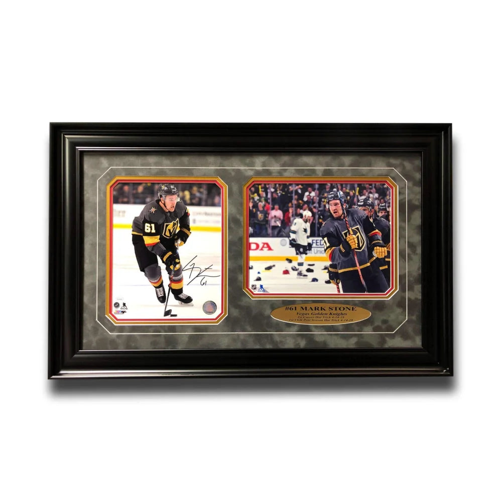 Mark Stone Signed 8x10 Photo - Vegas Golden Knights 1st Career Hat Trick Memorabilia with JSA COA - Framed Hockey Collectible for Man Cave, Sports Bar, or Fan Gift