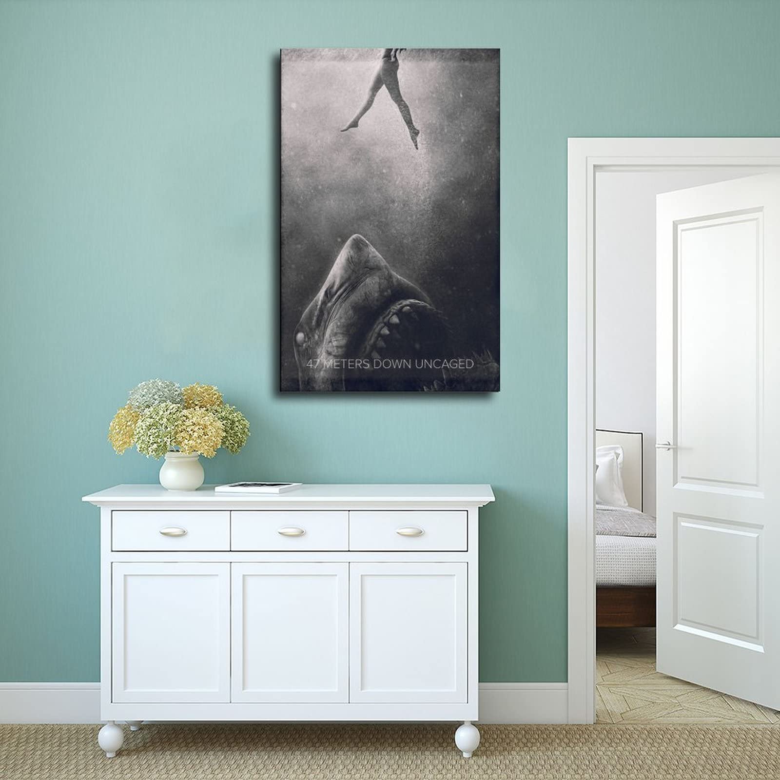 47 Meters Down Uncaged Movie Poster Canvas Print - 20x30 Inches (50x75cm) - Stylish Wall Art for Bedroom, Office & Home Decor - Perfect Gift for Movie Lovers & Adventure Fans
