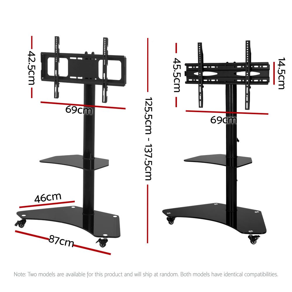 Artiss Mobile TV Stand for 32-70 Inch TVs - Adjustable Height Rolling TV Cart with Wheels, Sturdy Universal TV Mount Bracket for Living Room, Bedroom, or Office