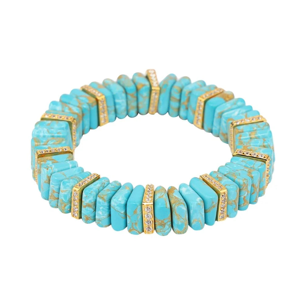BuDhaGirl Sleeping Beauty Turquoise Tablet Bracelet - Stylish & Functional Jewelry for Yoga, Meditation, and Everyday Wear