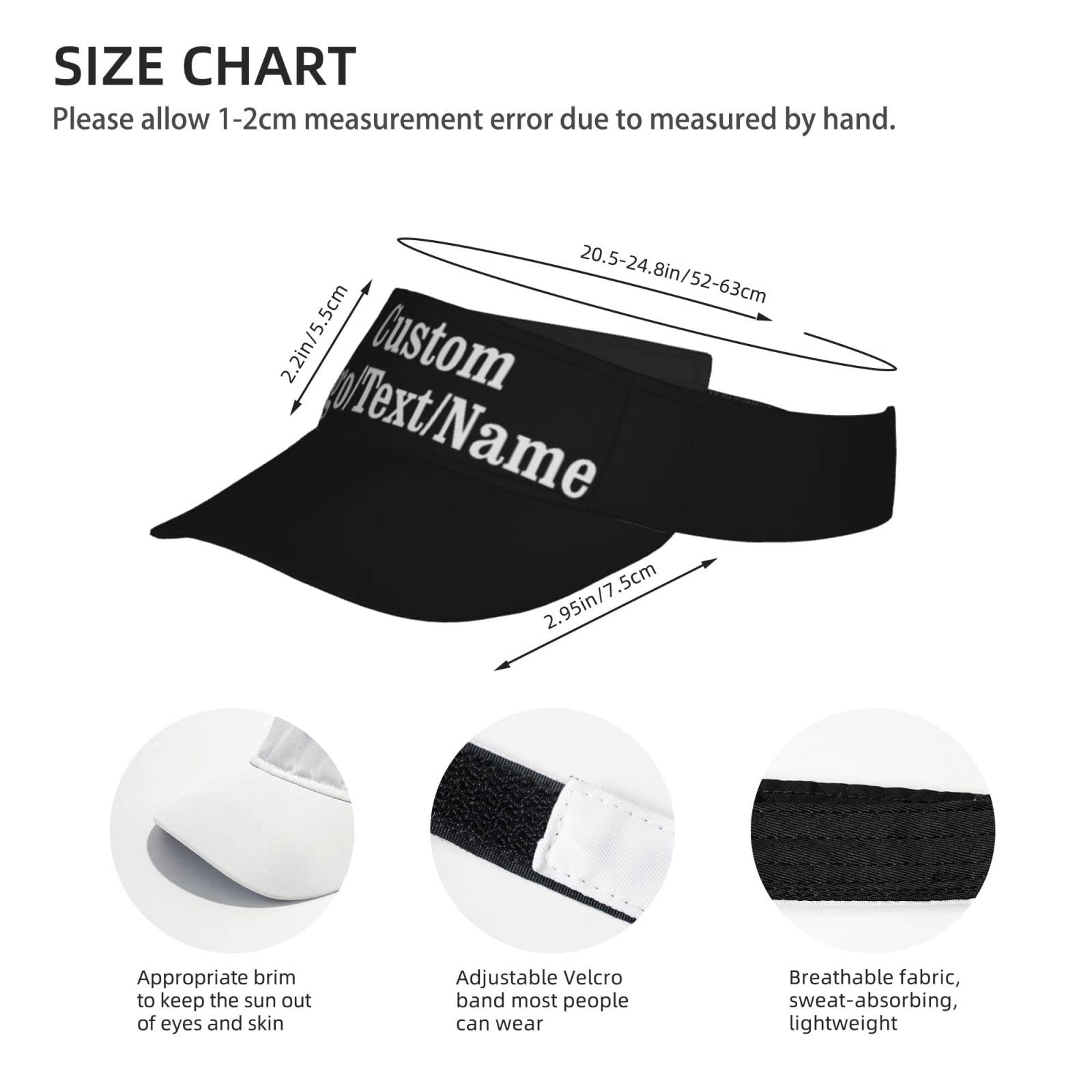 Custom Unisex Sport Sun Visor Hat with Personalized Logo/Text - Breathable UV Protection for Men & Women - Perfect for Running, Golf, Tennis & Outdoor Activities