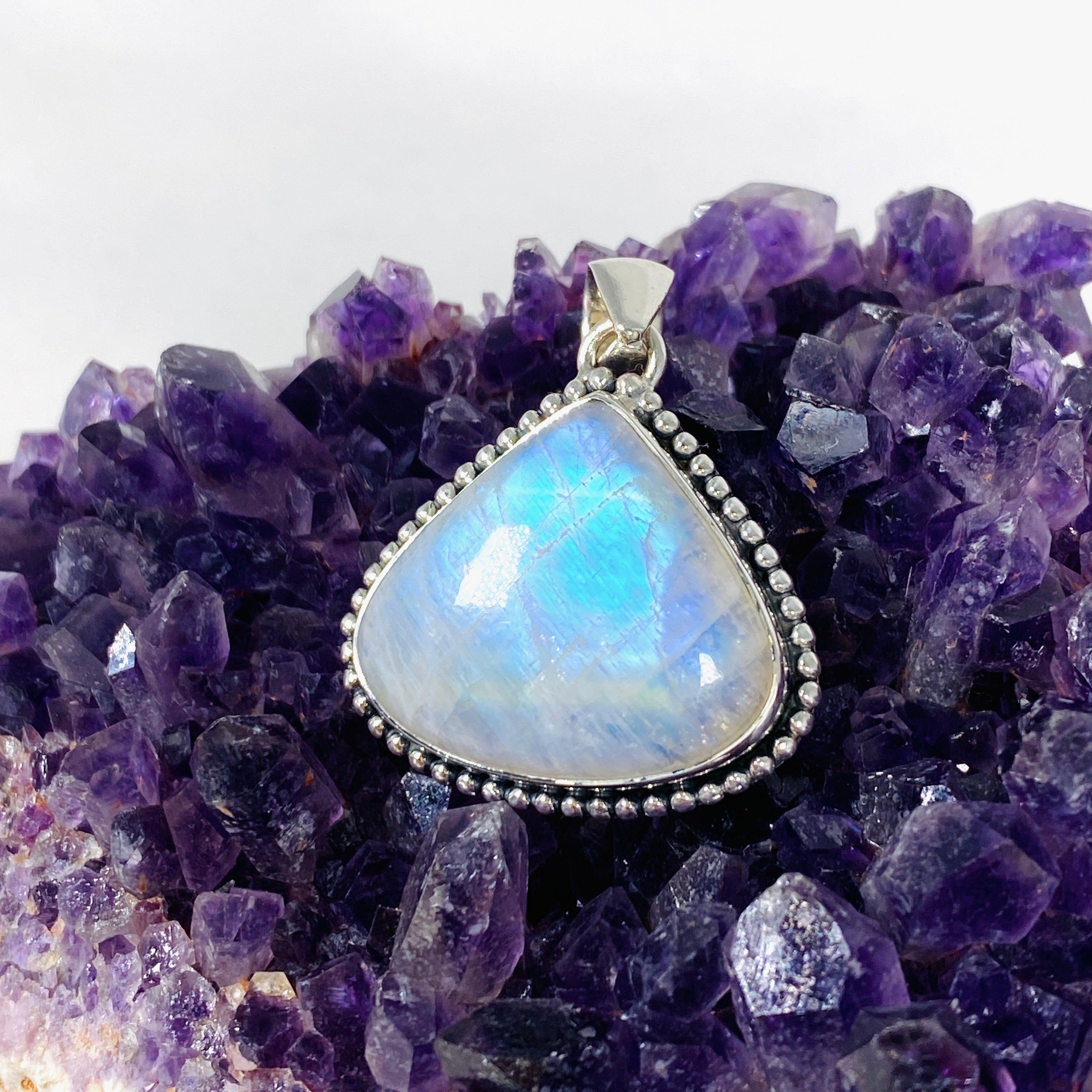 Moonstone Teardrop Pendant Necklace - Genuine Natural Gemstone Jewelry for Women - Perfect for Meditation, Yoga & Spiritual Healing | KPGJ4029