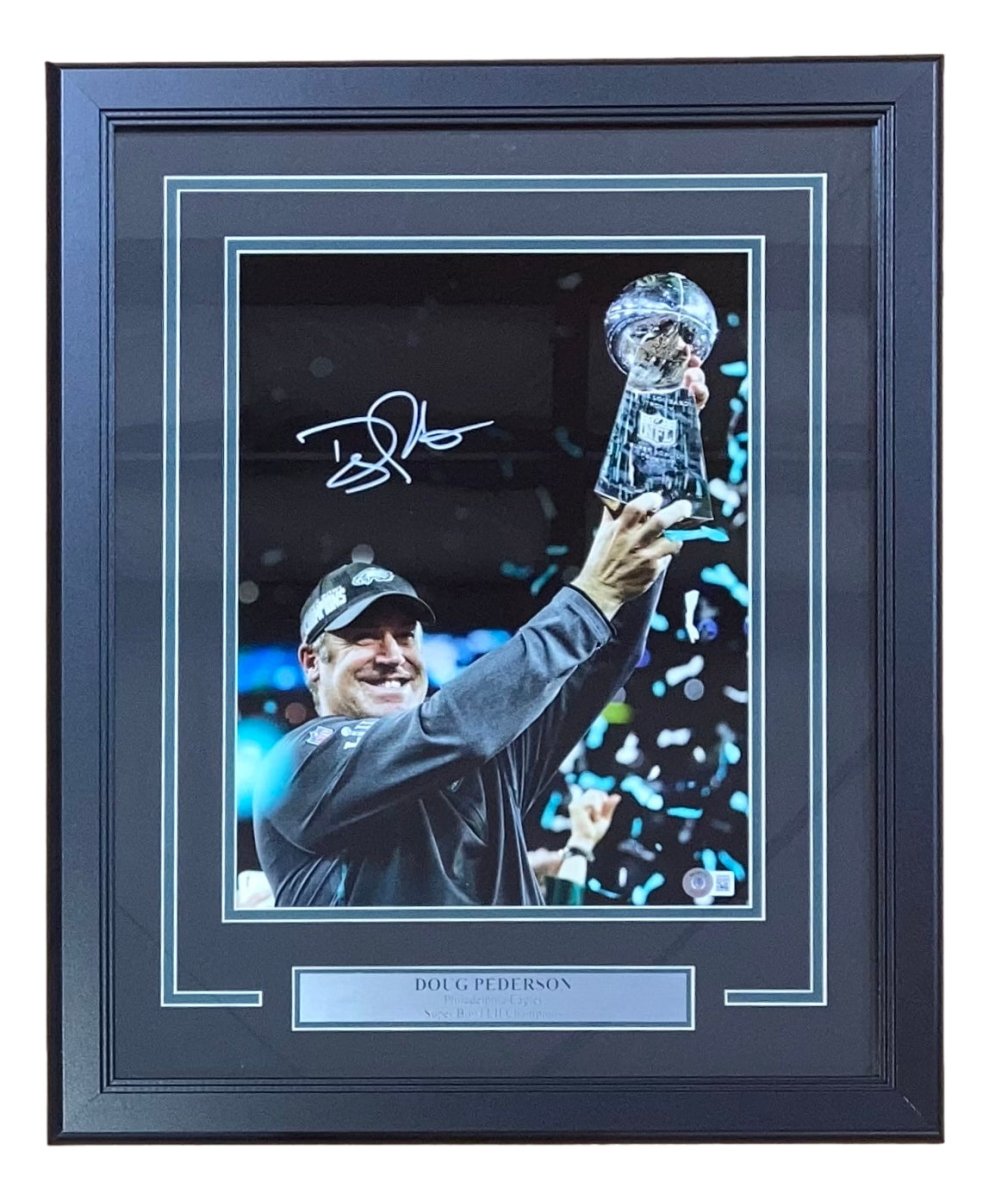 Authentic Coach Doug Pederson Signed Framed 11x14 Philadelphia Eagles Super Bowl LII Championship Photo - Perfect for Eagles Fans, Sports Memorabilia Collectors & Man Cave Decor