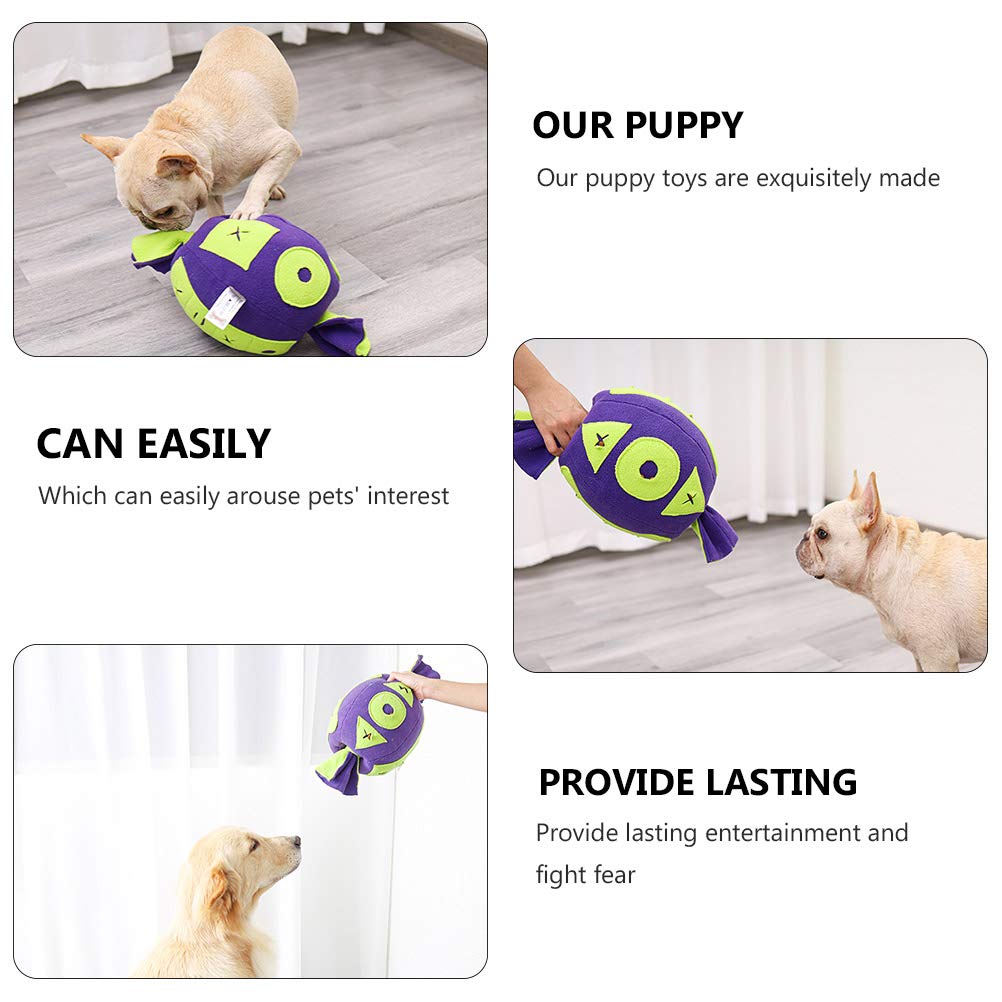 Durable Dog Chew Toys for Puppies - Pet Candy Molar Teething Toys, Non-Toxic Ball & Polar Fleece Purple Chew Toy for Small & Medium Dogs - Perfect for Playtime, Teething Relief & Aggressive Chewers