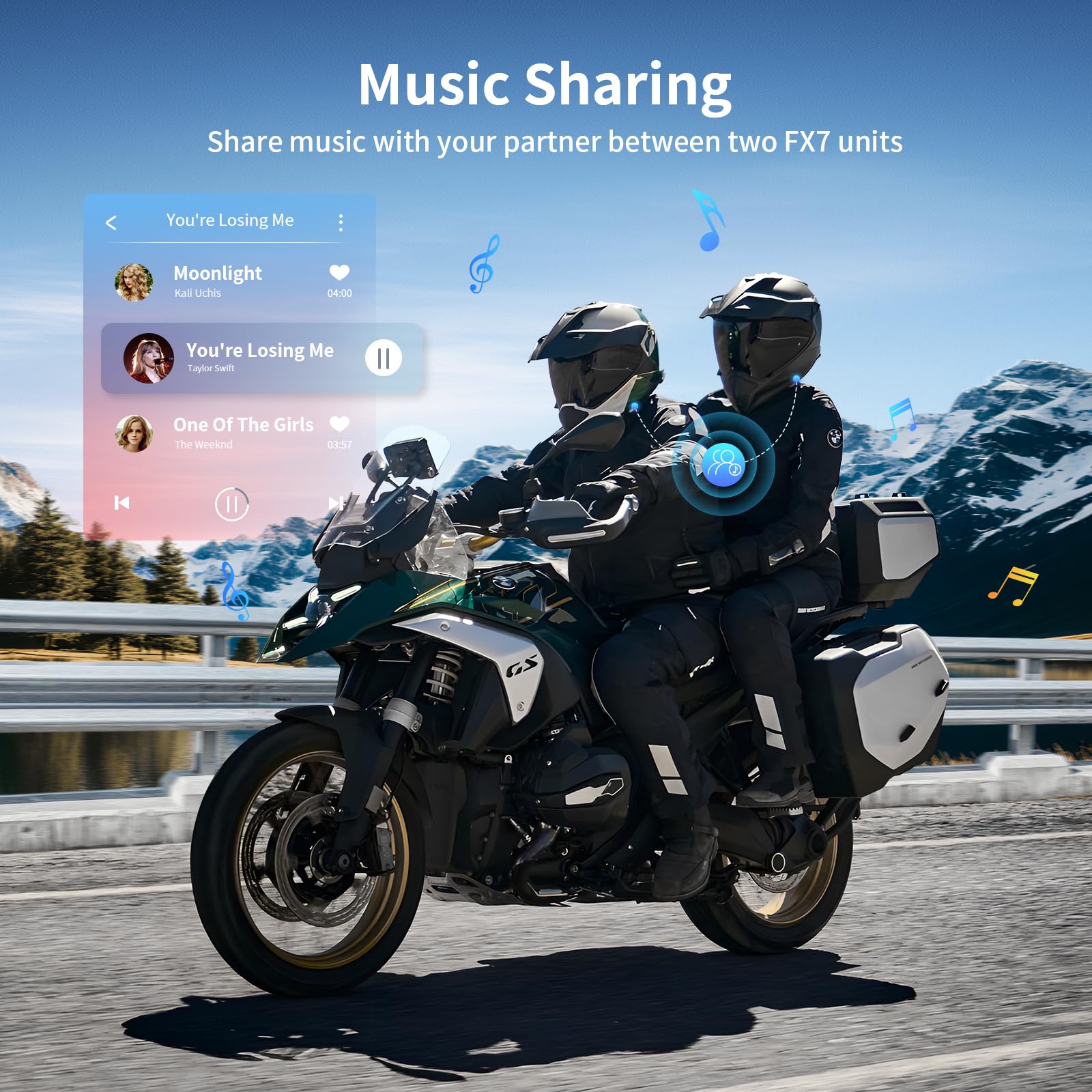 Fodsports FX7 10 Riders Motorcycle Bluetooth Headset - Dual Chip Helmet Communication System with Audio Multitasking, Music Sharing & Intercom - CVC & ENC Noise Cancellation, FM Radio - 2 Pack for Group Riding, Road Trips & Adventure Motorcycling