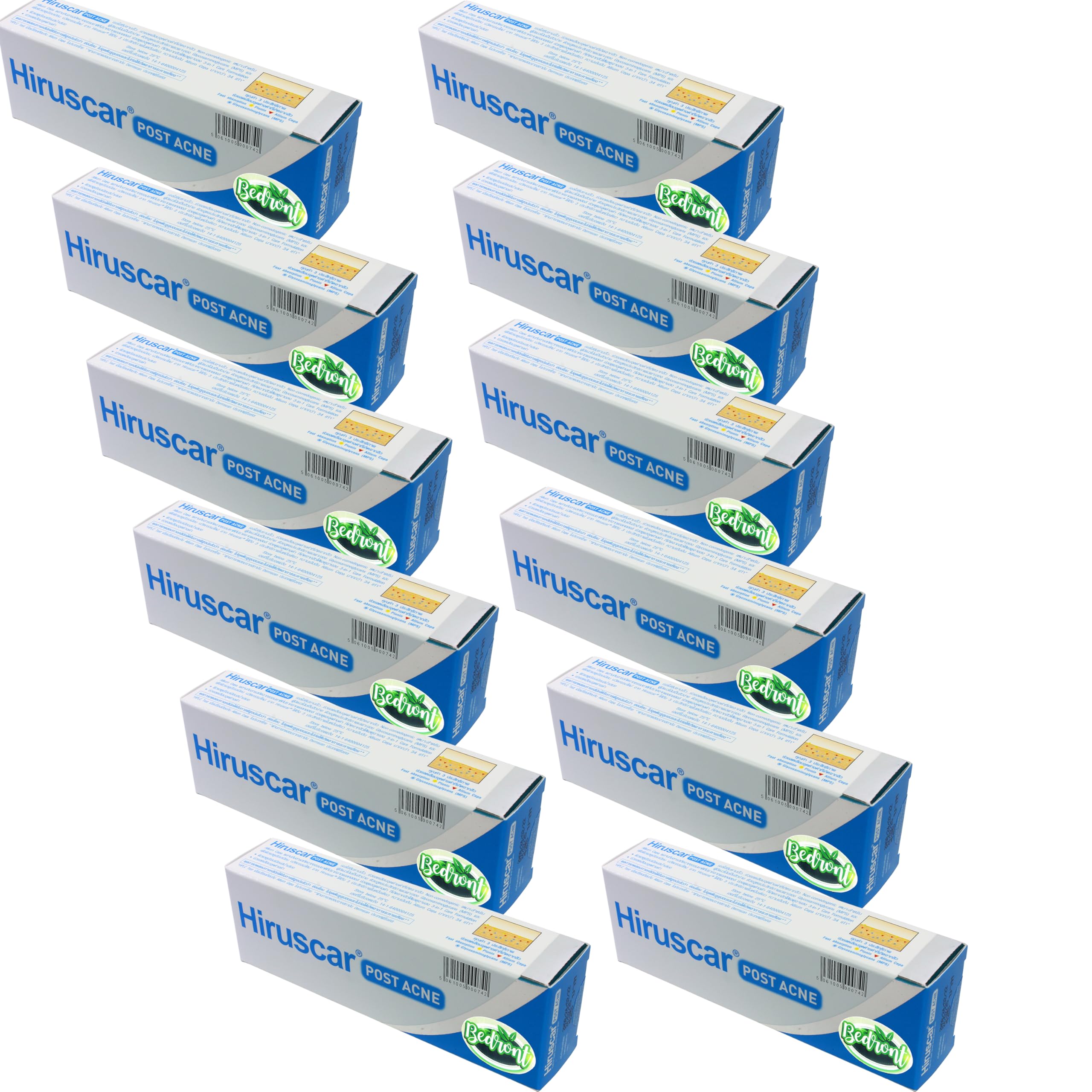 12-Piece Hiruscar Post Acne Scar Gel (24g Total) - Fades PIH Marks & Improves Skin Texture | Acne Scar Treatment for Face & Body | Dermatologist-Recommended for Uneven Skin Tone