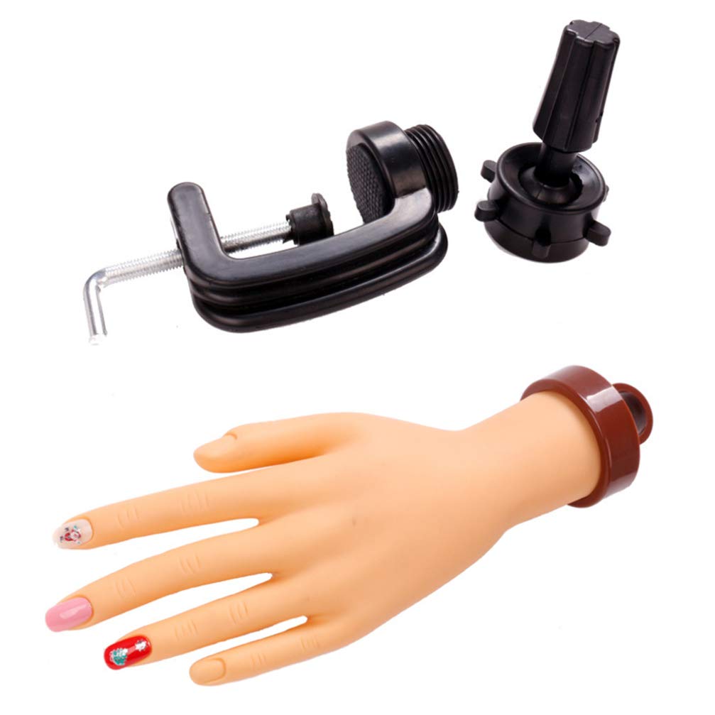 SOLUSTRE Acrylic Nail Practice Hand - Mannequin Hand for Nail Art Training, Display & Manicure Practice - PVC Desktop Fake Hand for Nail Technicians & Students - Perfect for Salon, Beauty School & Home Use