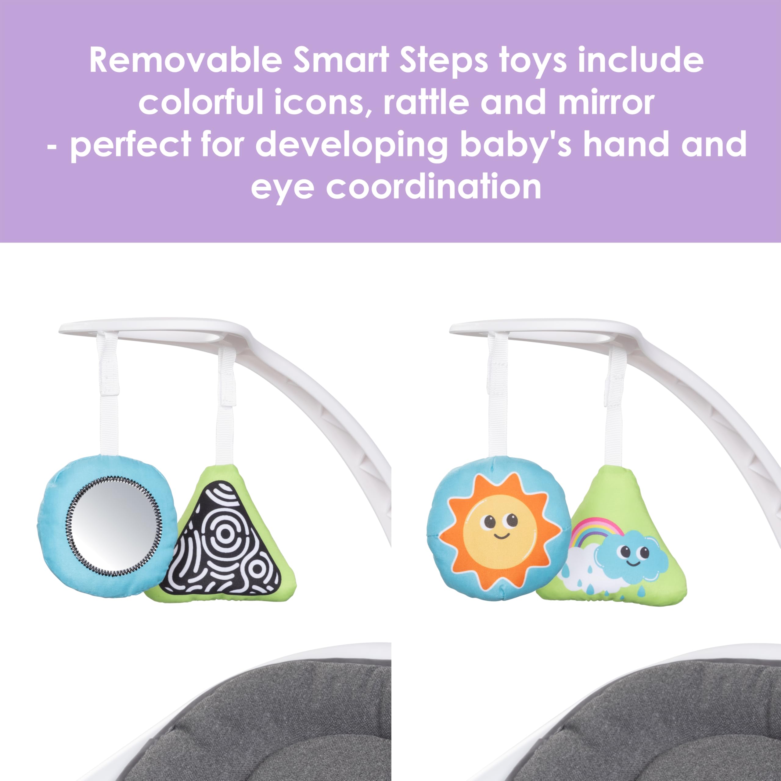Baby Trend NuMotion Infinity Swing - Auto Gliding Baby Swing with 6 Speeds & Soothing Sounds, Dash Tan | Perfect for Newborns & Infants, Ideal for Nursery, Living Room & Travel