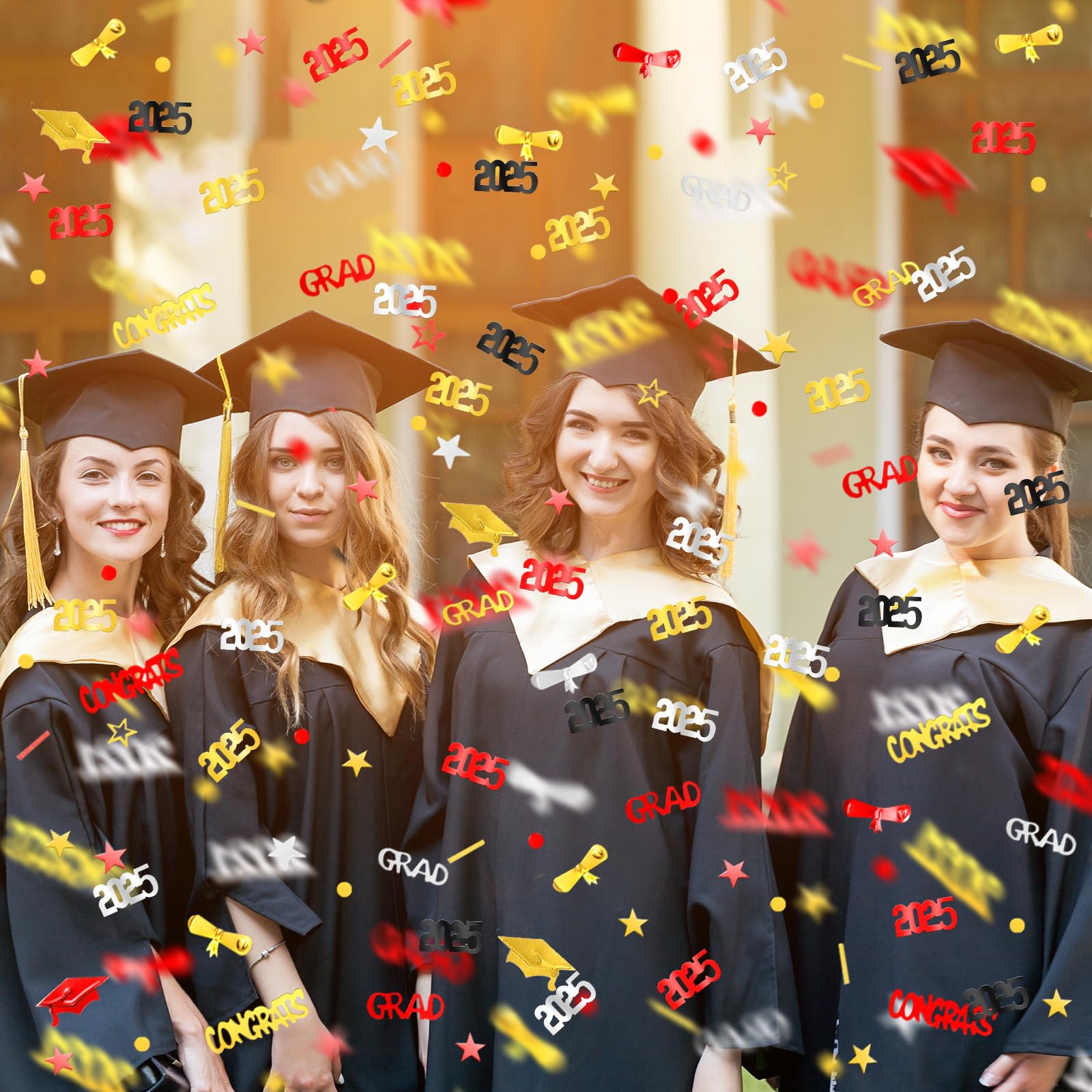Sumind 3000 Pieces 2025 Graduation Confetti - Class of 2025 Party Decorations - Gold Silver Black Red Diploma Confetti for Graduation Ceremony, Anniversary & Celebration (2025 Style) - Perfect for Graduation Parties, School Events & Photo Backdrops