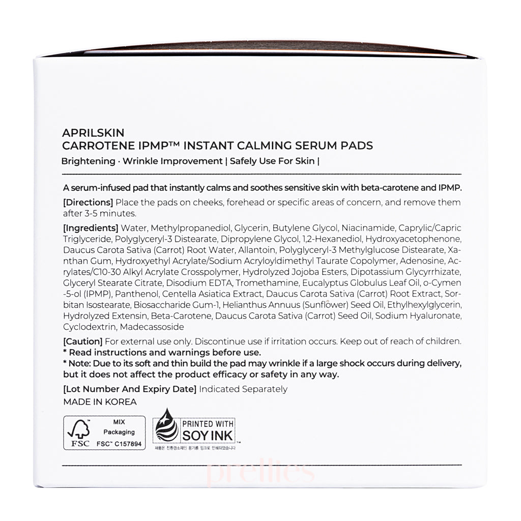 AprilSkin Carrotene IPMP Instant Calming Serum Pads - 80 Pads (220ml) for Soothing & Hydrating Sensitive Skin - Perfect for Travel, Daily Skincare & Post-Procedure Care