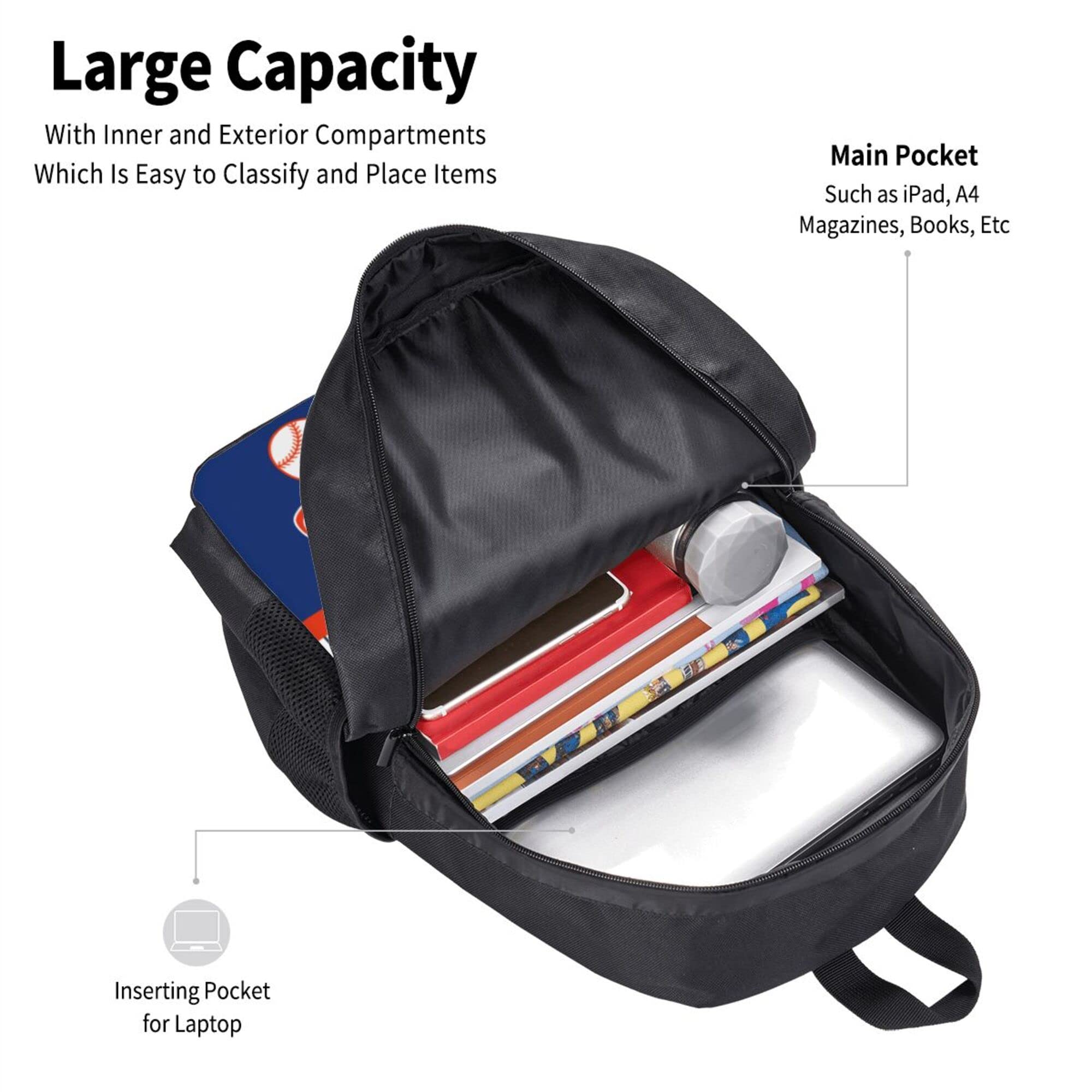 ANTKING New York Backpack - Large Capacity Customizable Name & Number Backpack for Kids, Men & Fans - Perfect for School, Travel & Sports Events