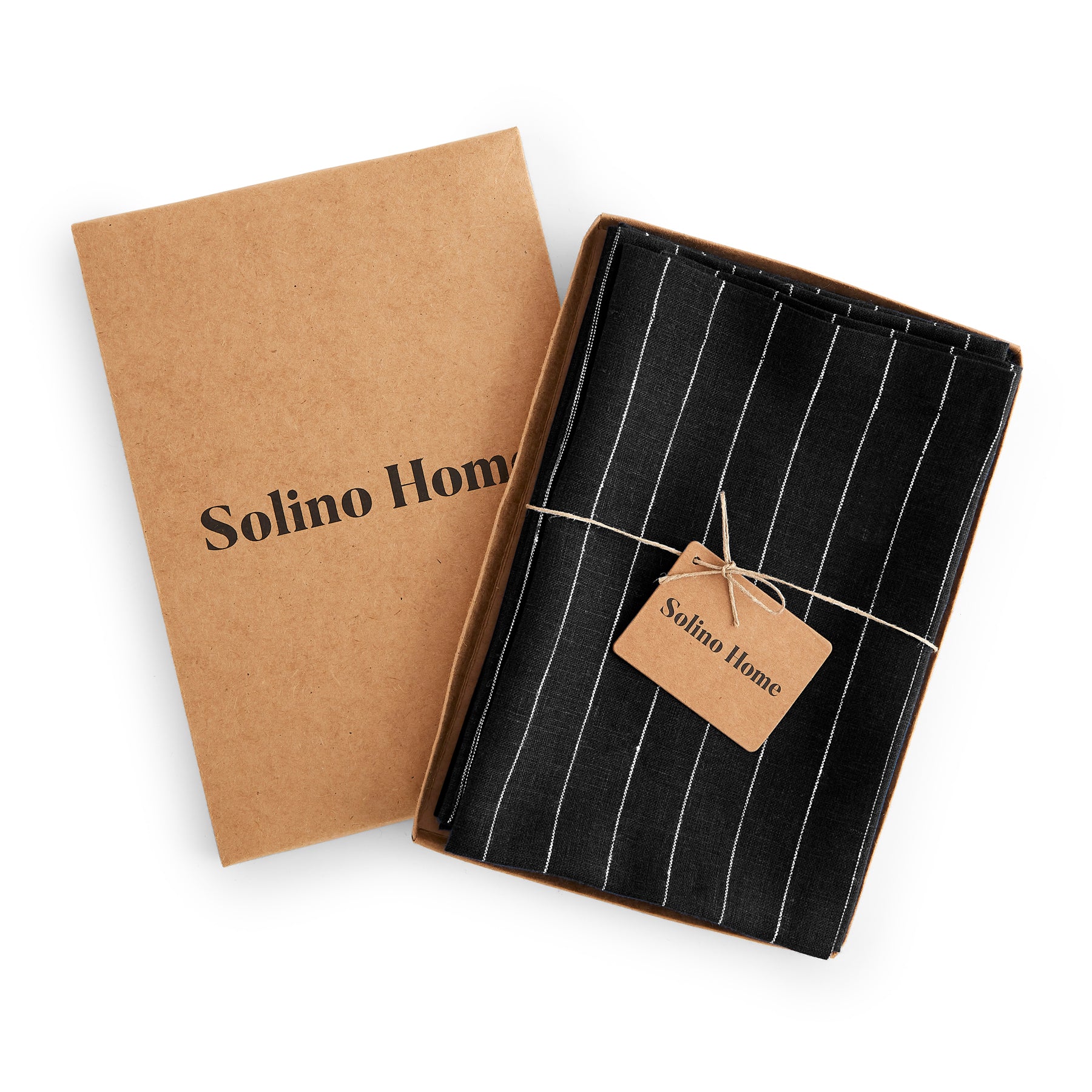 Elegant Black & White Pinstripe Napkins - Premium Cotton Linen for Formal Dining, Weddings & Dinner Parties - Set of 12
