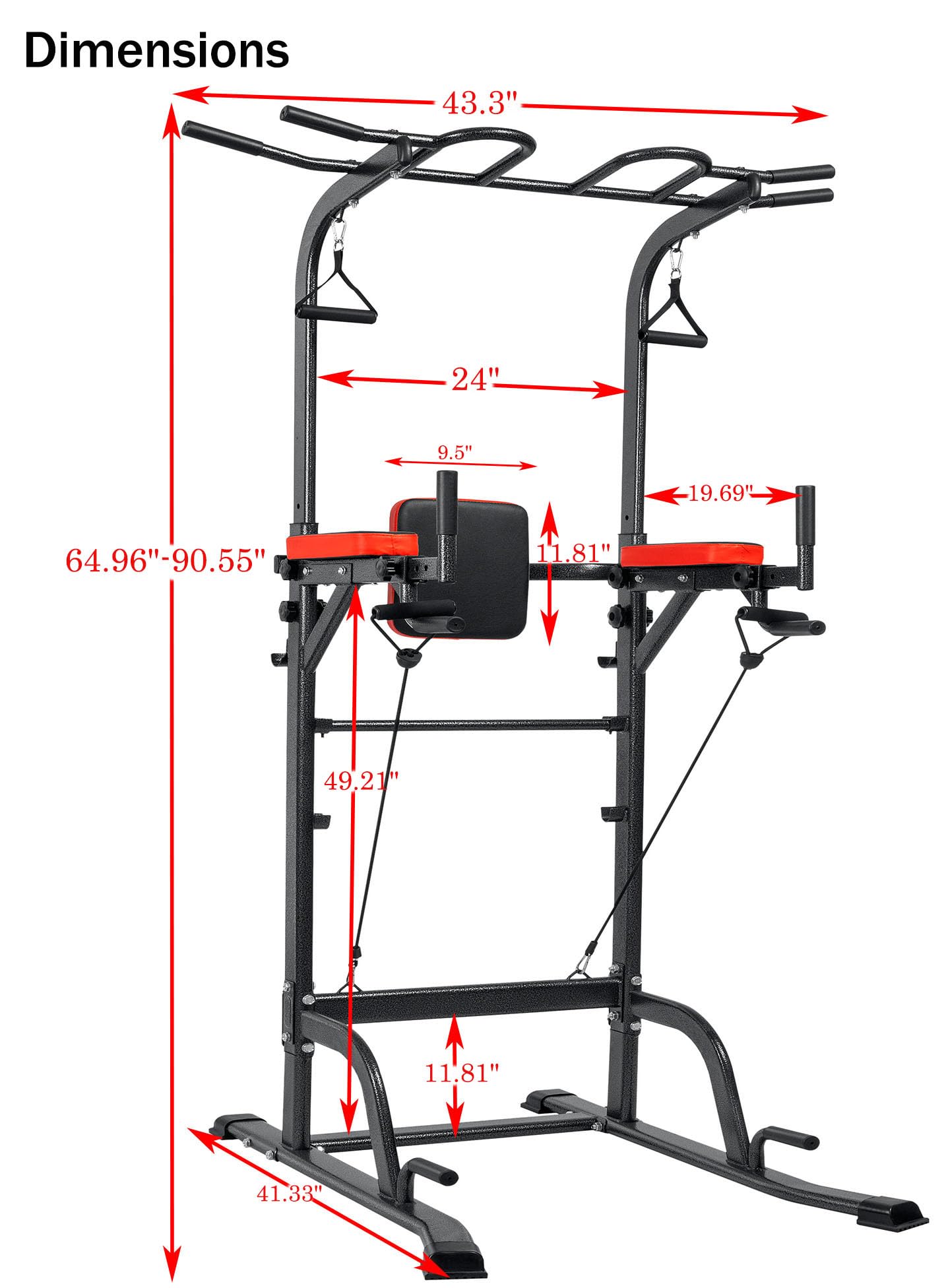 Adjustable Power Tower Pull Up Bar Station - Multi-Function Home Gym Strength Training Equipment for Full Body Workout (440LBS Capacity) - Perfect for Home Fitness, Strength Building & Calisthenics Training