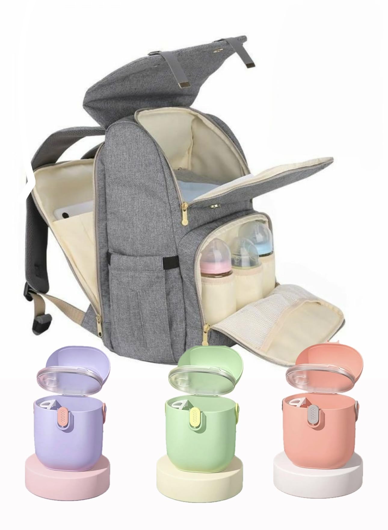 Organic Baby Formula Powder Dispenser - Portable Travel Container for Milk Powder, Snacks & Fruits | Leak-Proof BPA-Free Infant Feeding Accessories | Perfect for Diaper Bags, Strollers & On-The-Go Parenting (Green)