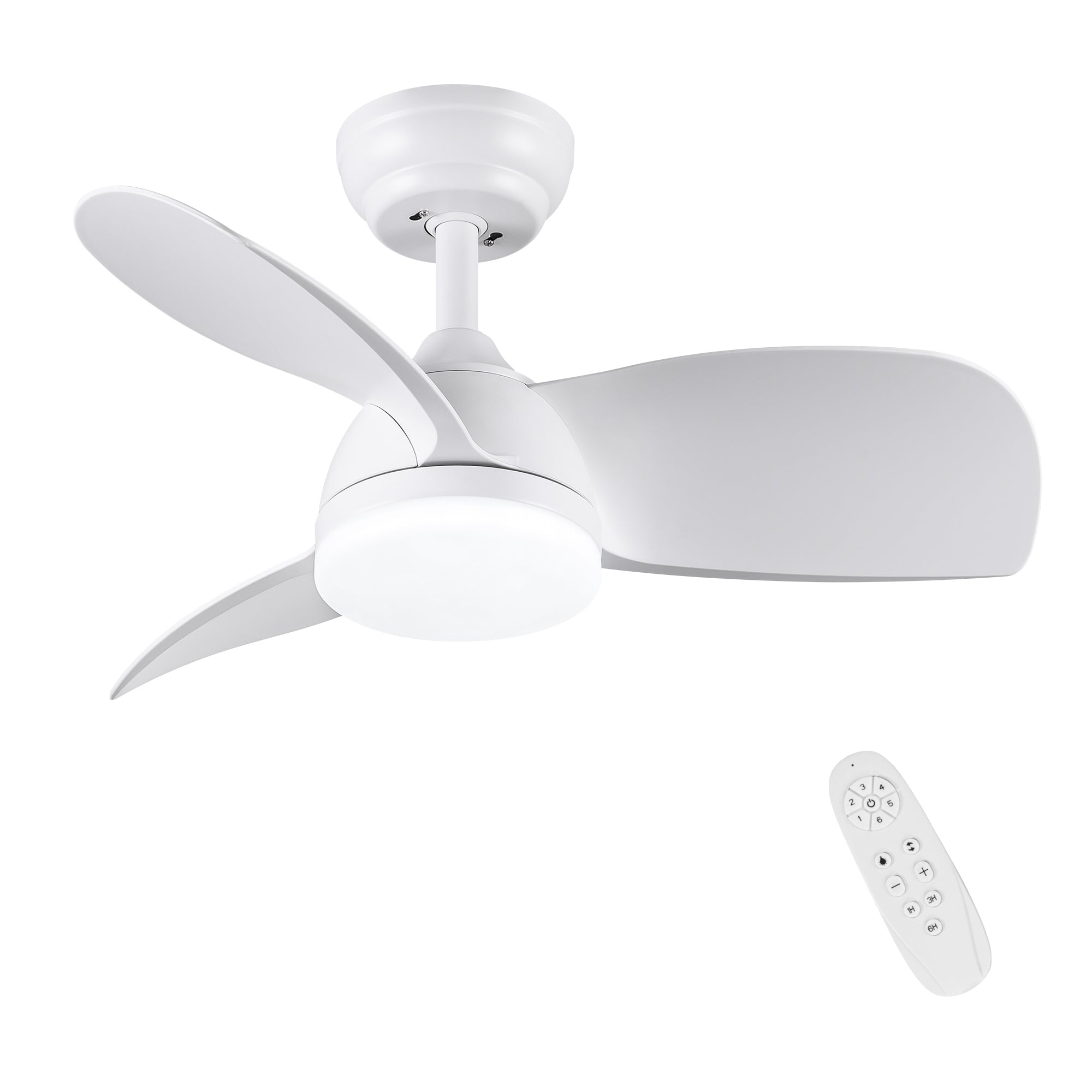 28 Inch Integrated LED Ceiling Fan with White ABS Blades - Energy Efficient Cooling & Lighting for Bedroom, Living Room, and Office Spaces