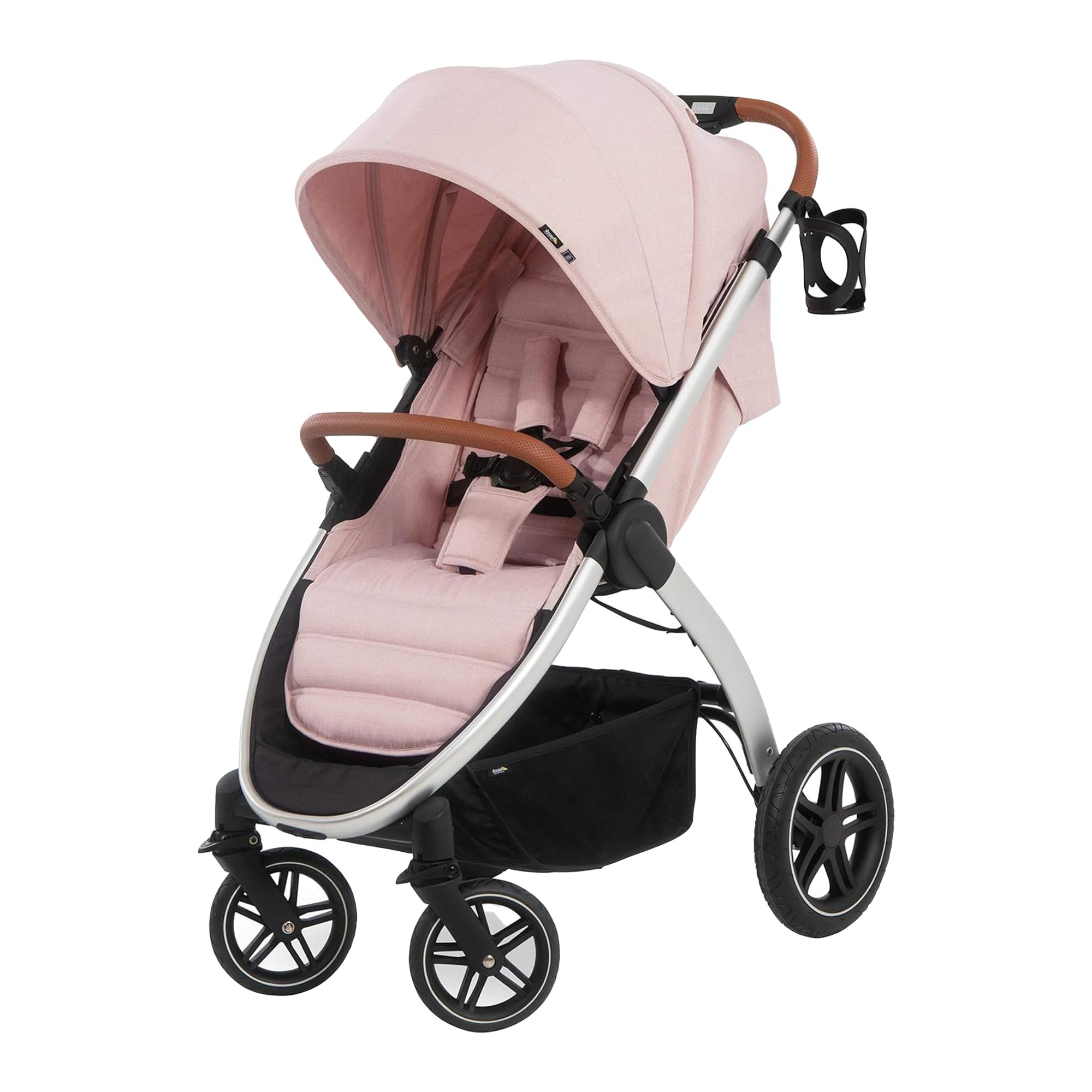Hauck Uptown Deluxe Stroller - Lightweight Compact Foldable Baby Stroller with One-Hand Fold, Full Recline, Adjustable Handle Height & Cup Holder - Supports Up to 55 lbs - Melange Rose - Perfect for City Walks, Shopping & Travel