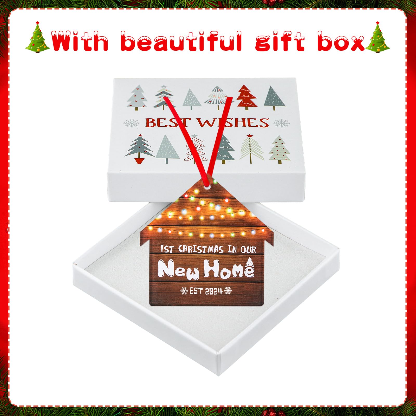 WaaHome First Christmas in Our New Home Ornaments 2024 - Elegant New House Christmas Tree Decorations, Perfect Housewarming Gifts for New Homeowners | Ideal for Holiday Decor, First Home Celebrations & Festive Tree Trimming