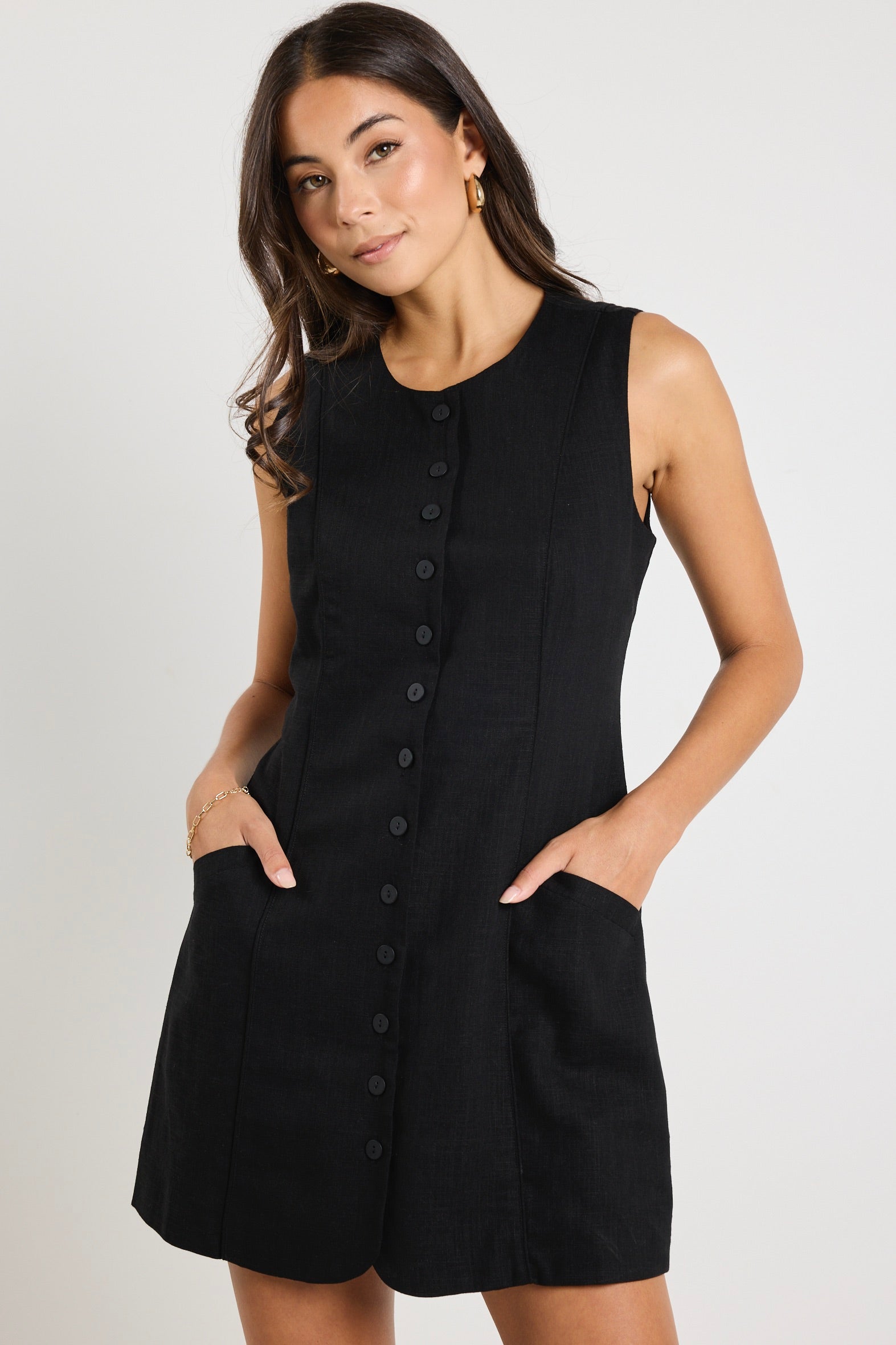 Escape Black Mini Vest Dress - Stylish & Comfortable Women's Sleeveless Dress for Casual Wear, Night Out, and Summer Fashion