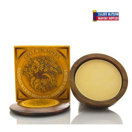 Geo F Trumper Sandalwood Shaving Soap in Bowl - Luxury Men's Grooming for Smooth Shave - Perfect for Home & Travel Shaving Routine