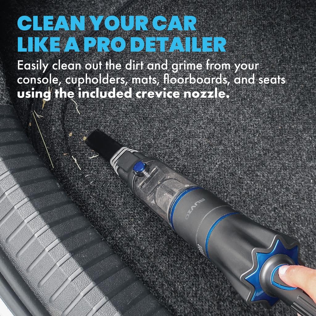 Ruvio PRO Cordless Handheld Vacuum Cleaner - Powerful Portable Vacuum for Home, Car, Pet Hair & Hardwood Floors - 2X HEPA Filtration System - Ideal for Quick Cleanups, Car Detailing & Pet Hair Removal (As Seen on TV)